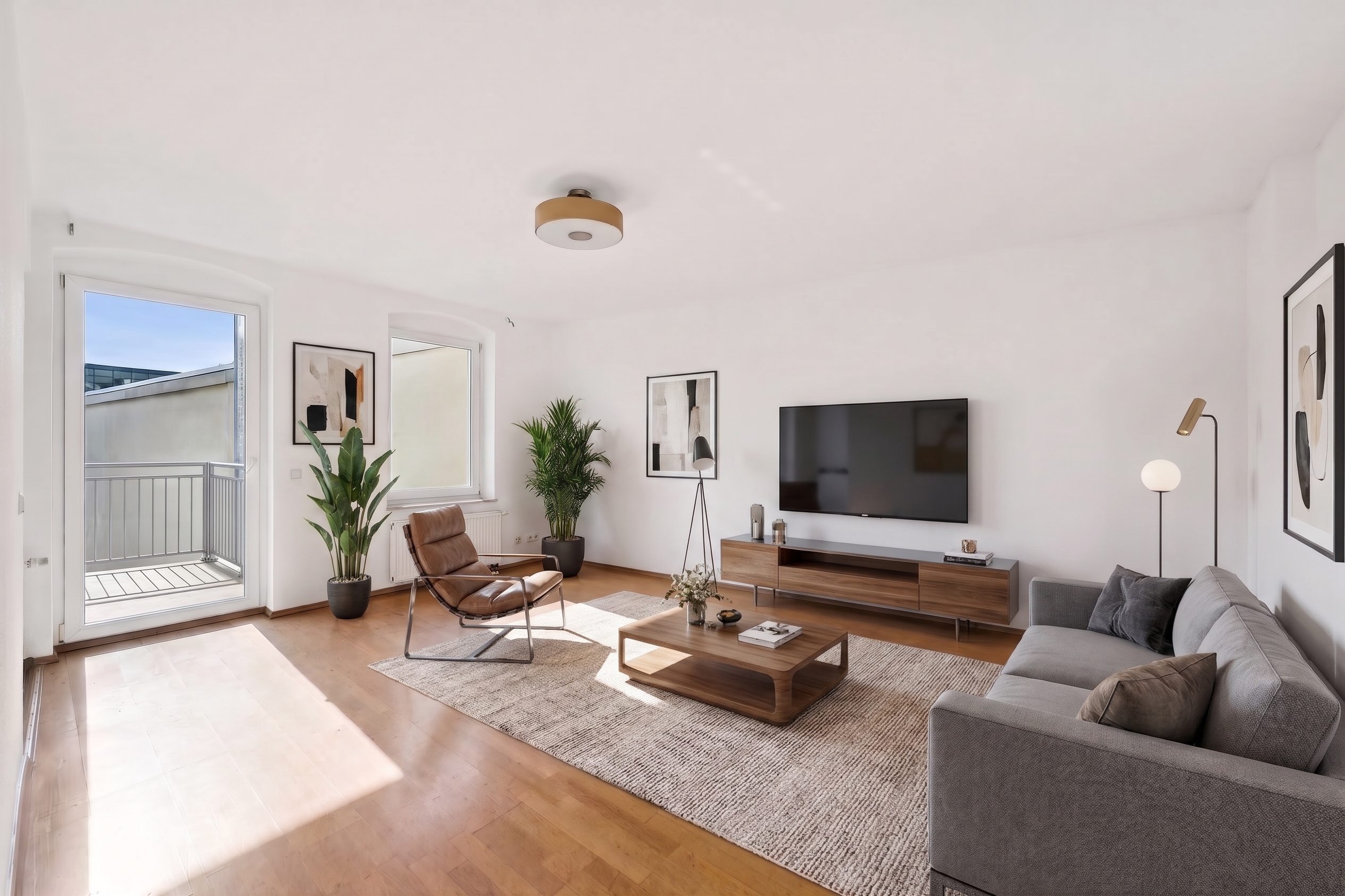 Sonniges pied-à-terre mit Terrasse im beliebten Dichterviertel [KI-modifiziert]