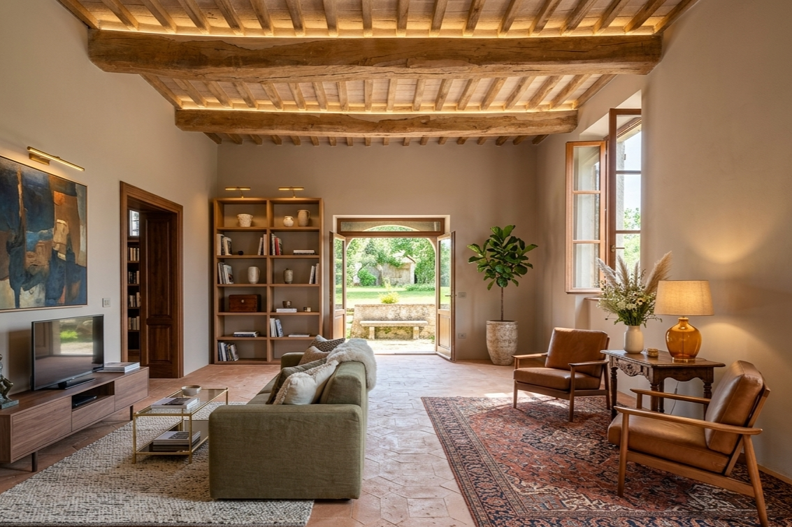 A noble palace with self-contained residences and views over the valley