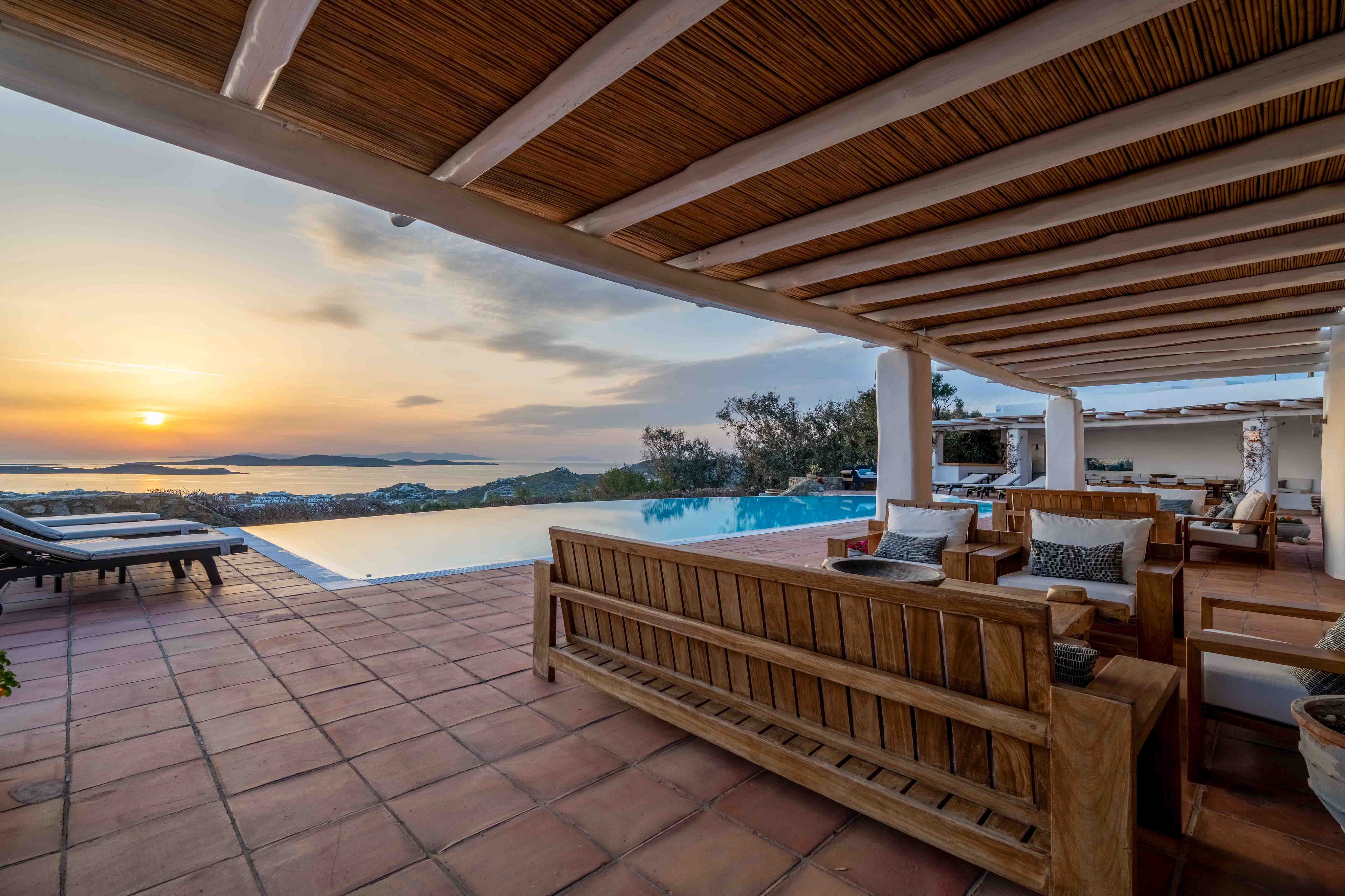 Exclusive architectural estate with panoramic Delos & sunset views, Agios Lazaros, Mykonos