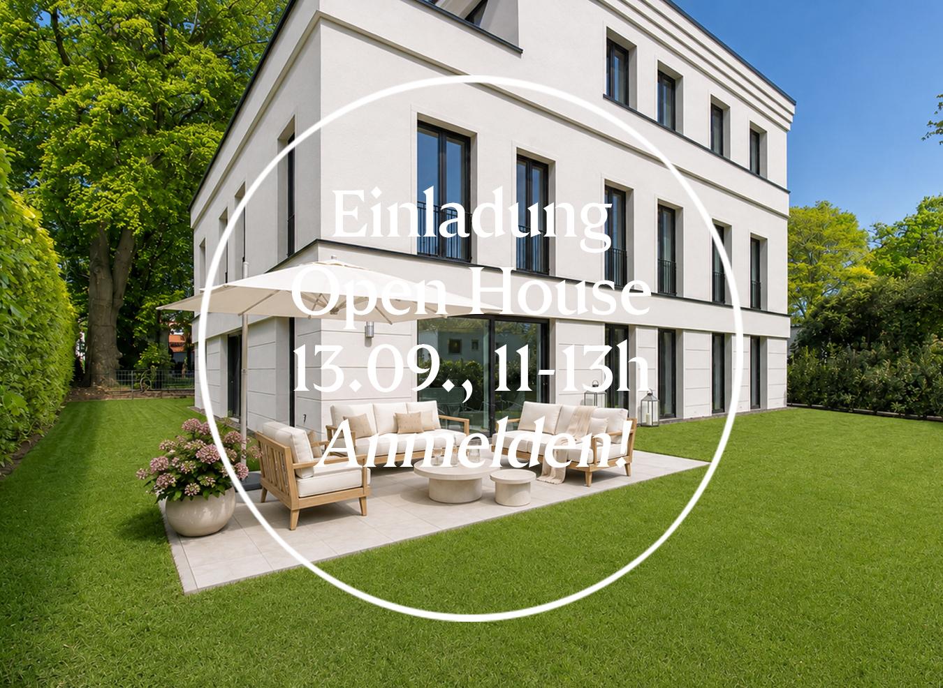 OPEN HOUSE AM 13.09. 2026 * Traumwohnung mit sonnigem Garten [AI-modified]