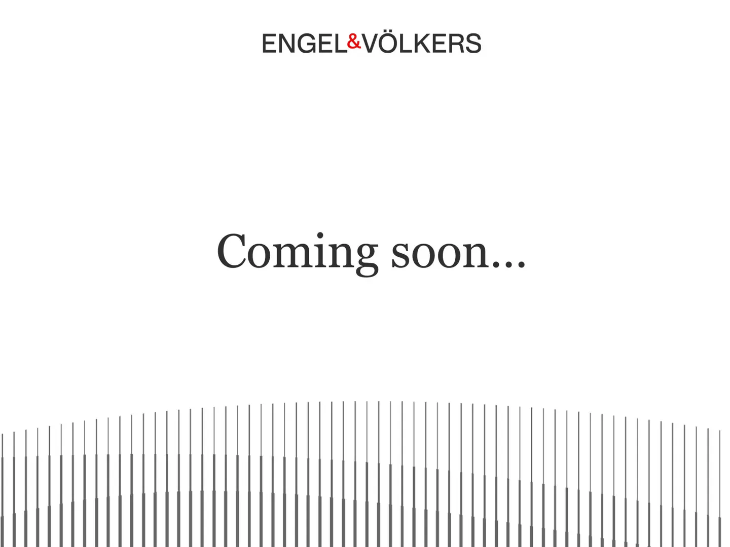 Engel & Völkers "Coming soon..." graphic. Black text on white background with a line graphic at the bottom.