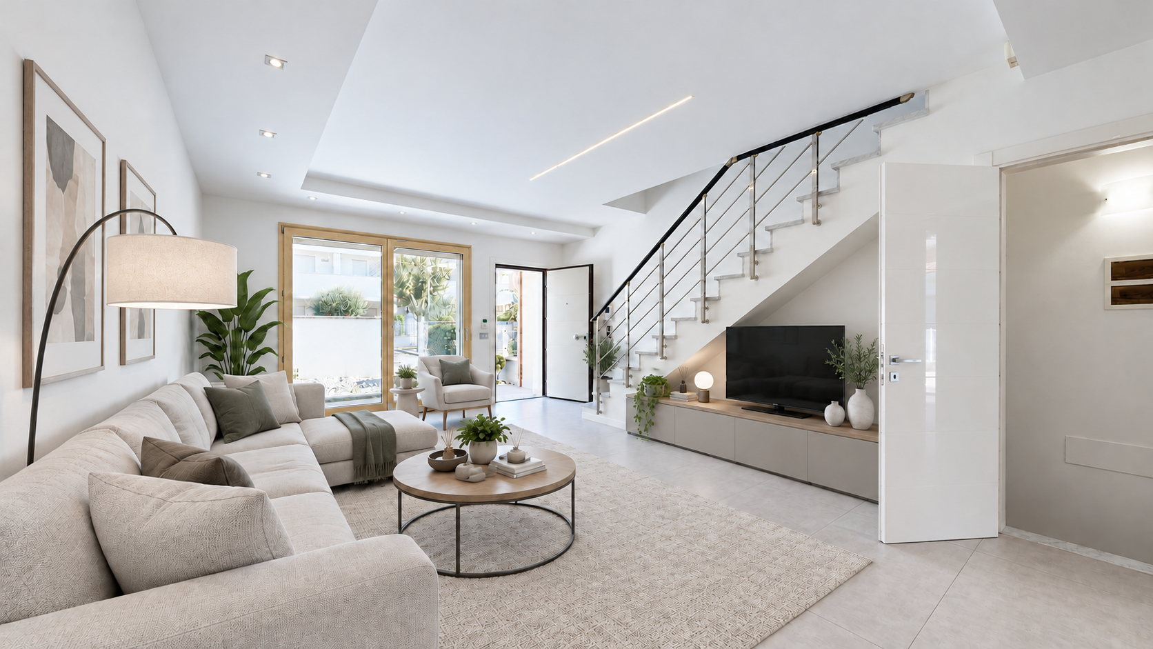 Elegant floor-to-ceiling solution in a residential neighborhood [AI-modified]