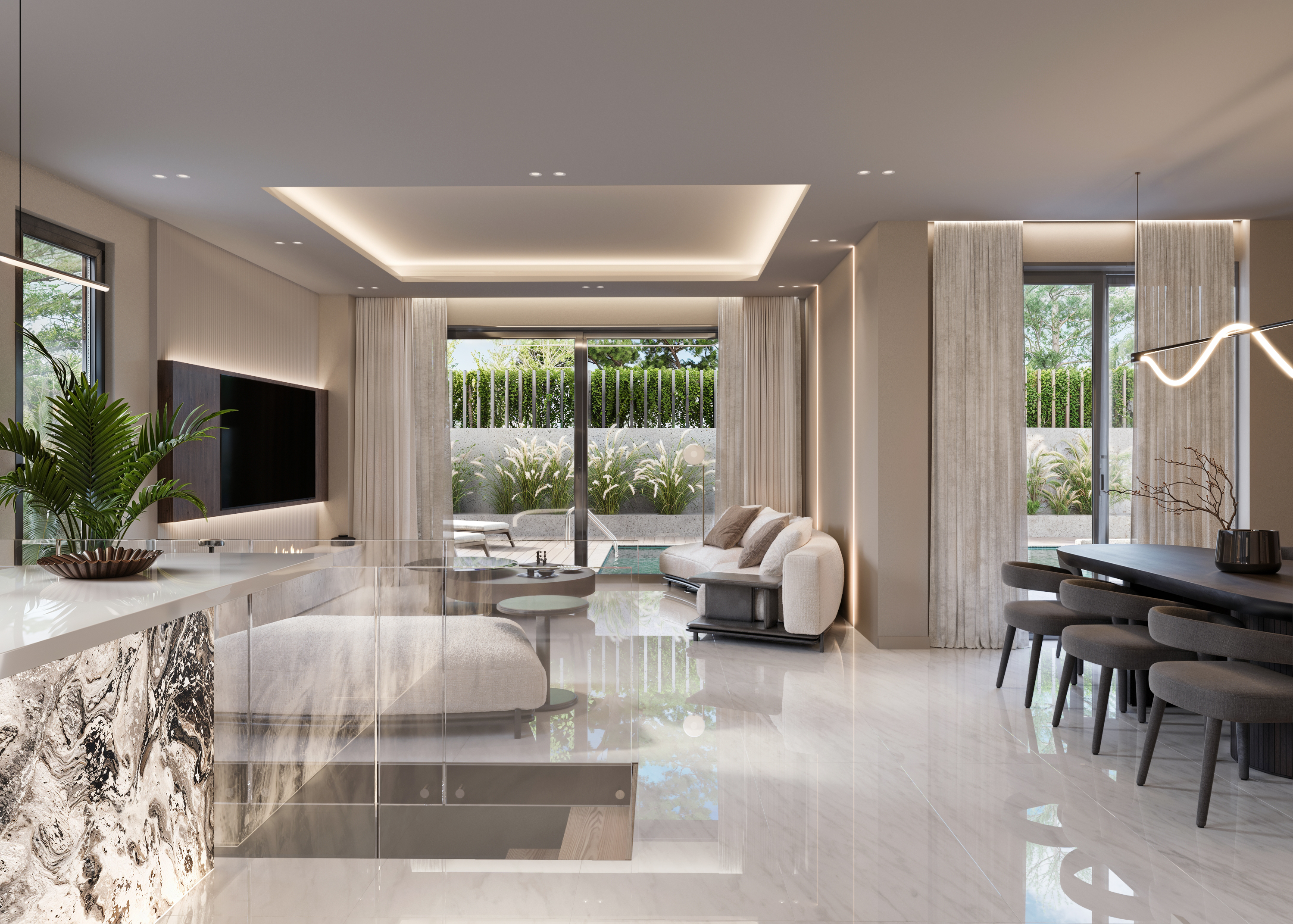 Premium off plan ground floor maisonette with private garden and pool in Lower Voula