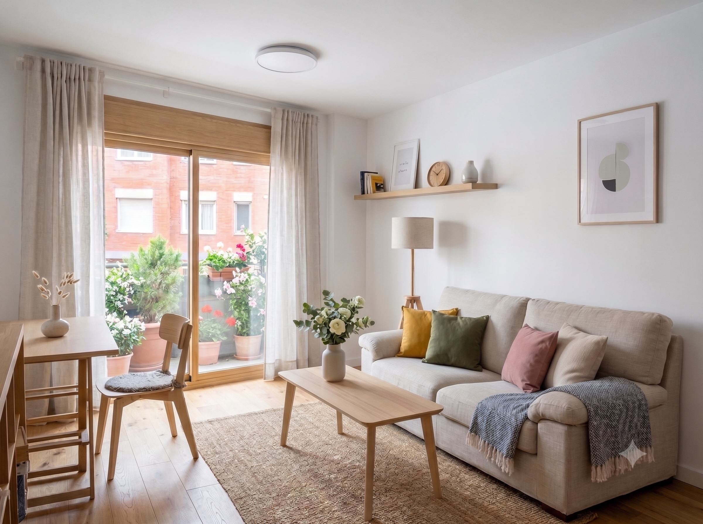 Beautiful apartment in a modern building with elevator, balcony, and a stunning shared rooftop terrace with views of Park Güell.