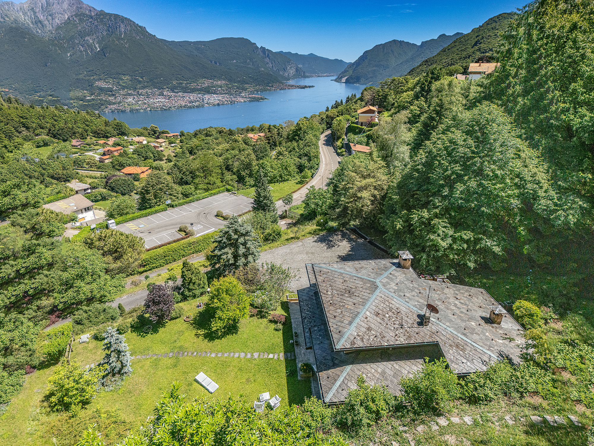 Villa with garden and lake views