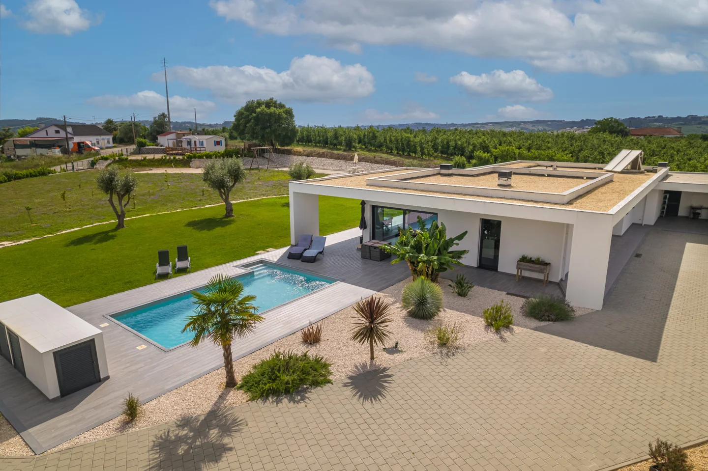 Modern villa with beautiful countryside views