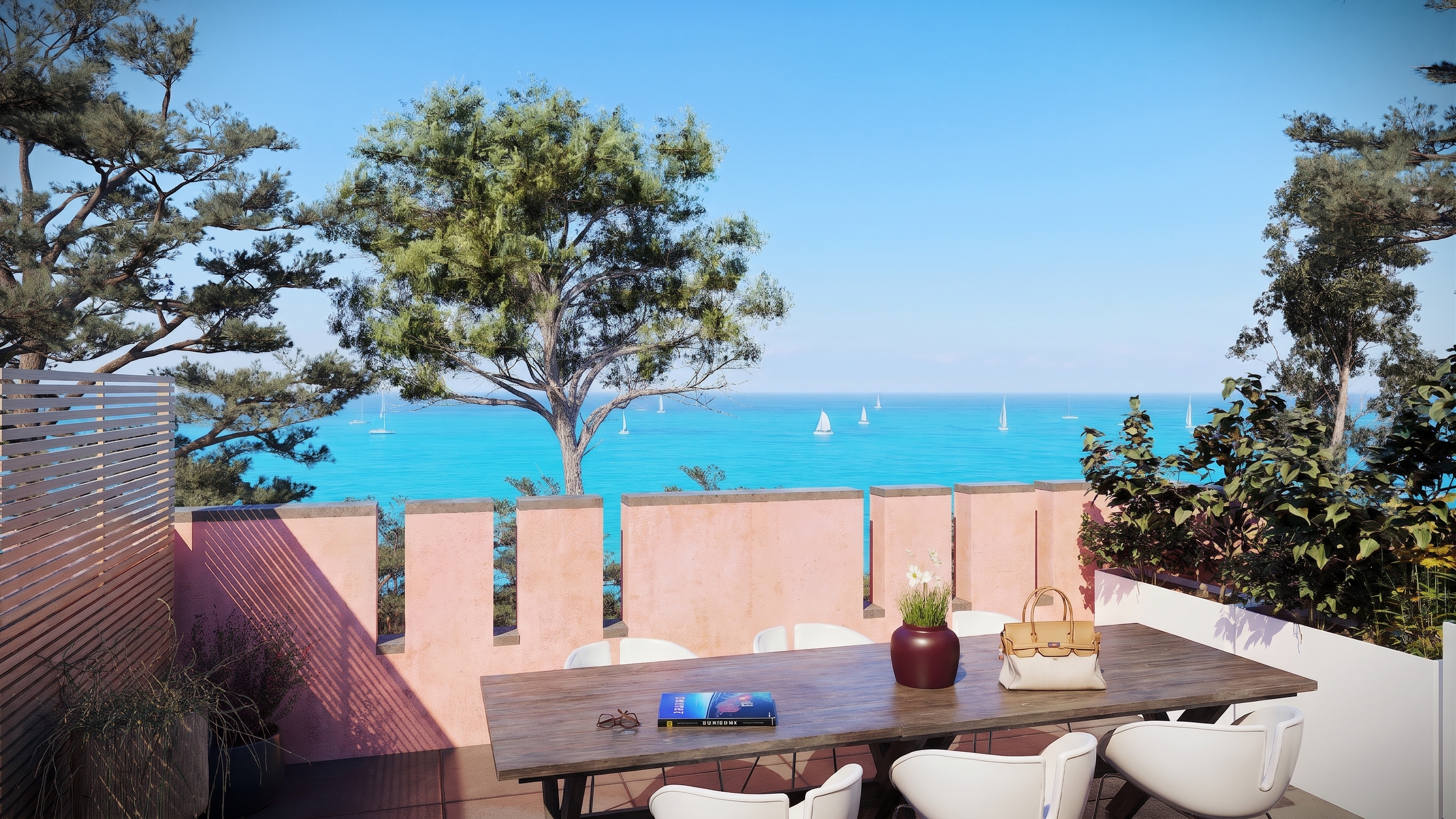 Spacious two-bedroom apartment with sea-view terrace [AI-modified]