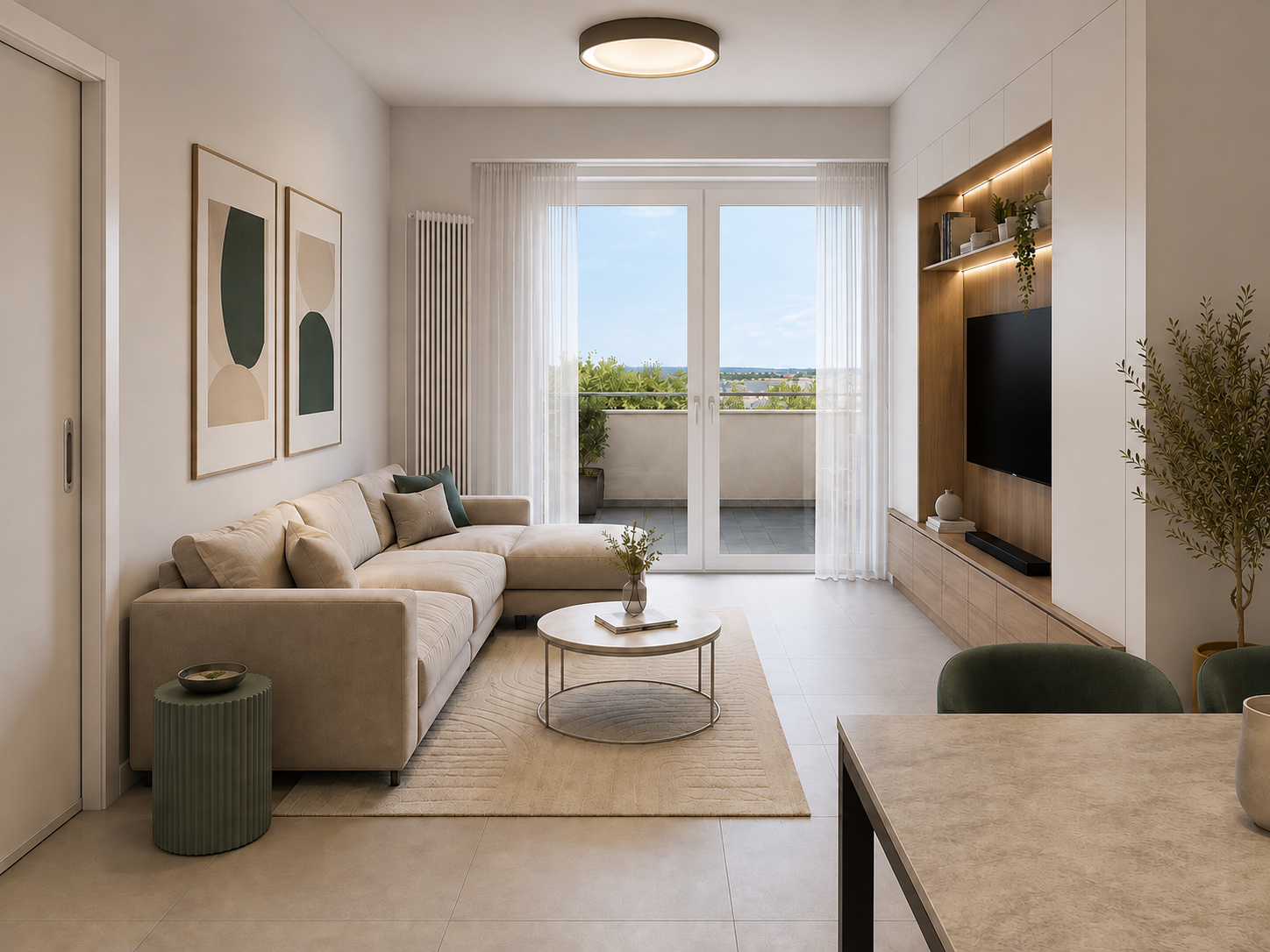 Elegant newly built three-room apartment with two bathrooms and two balconies [AI-modified]
