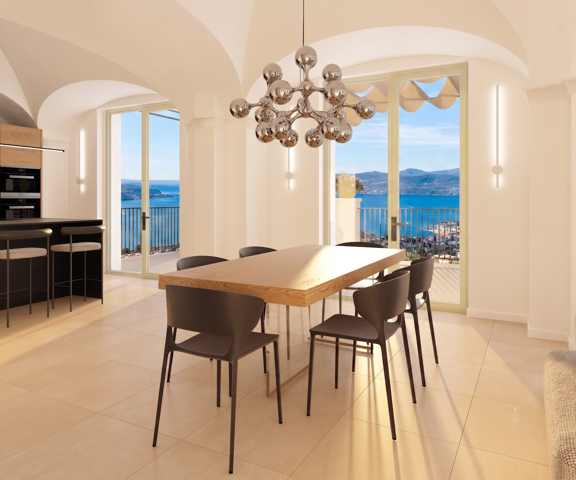 Apartment 6: spacious four-room with panoramic windows overlooking the lake