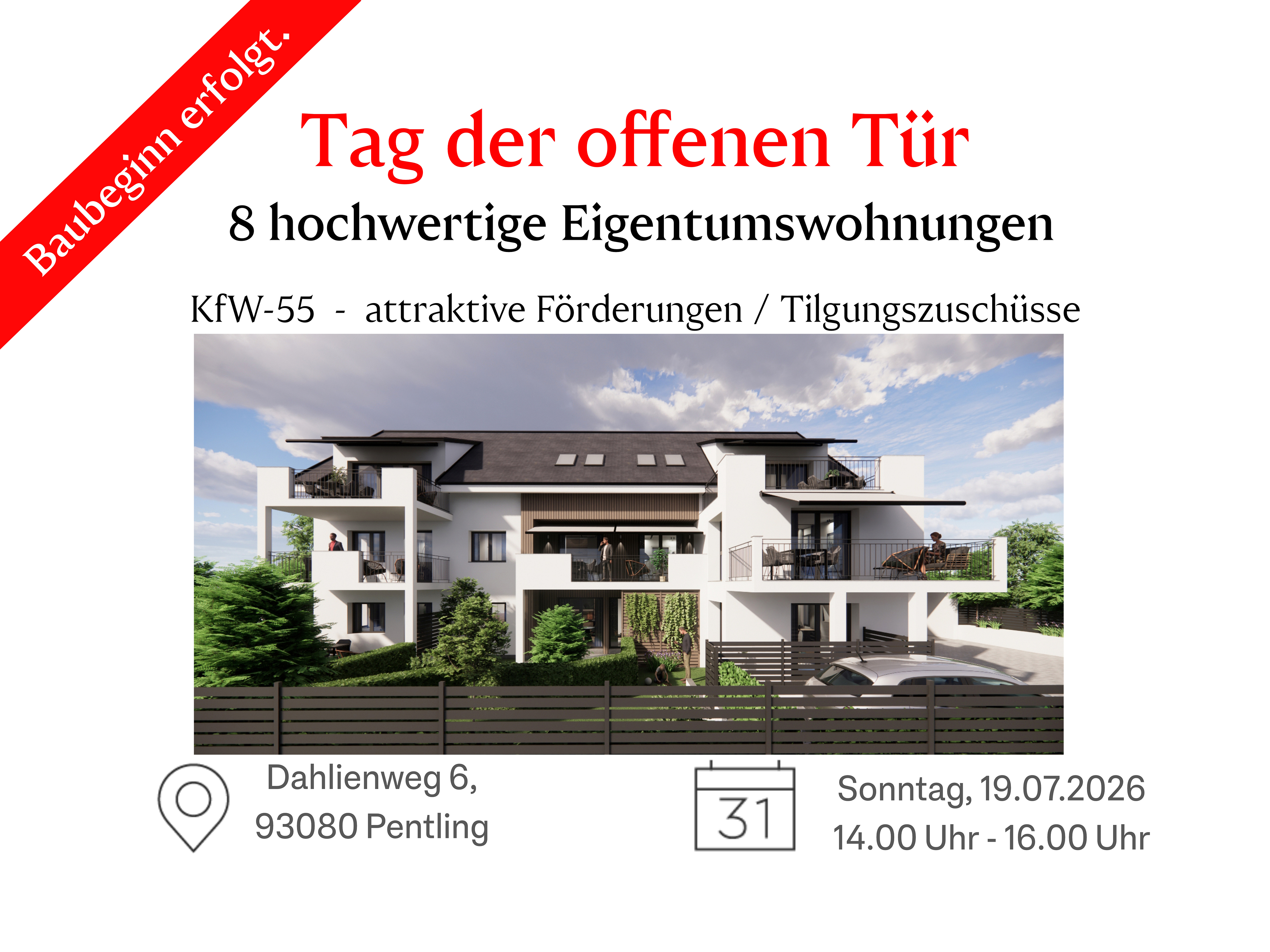 Pentling: Wohnkomfort mit Stil                                                         in einem KfW-Effizienzhaus 55                                                                         2-Zimmer-Terrassenwohnung mit Gartenanteil