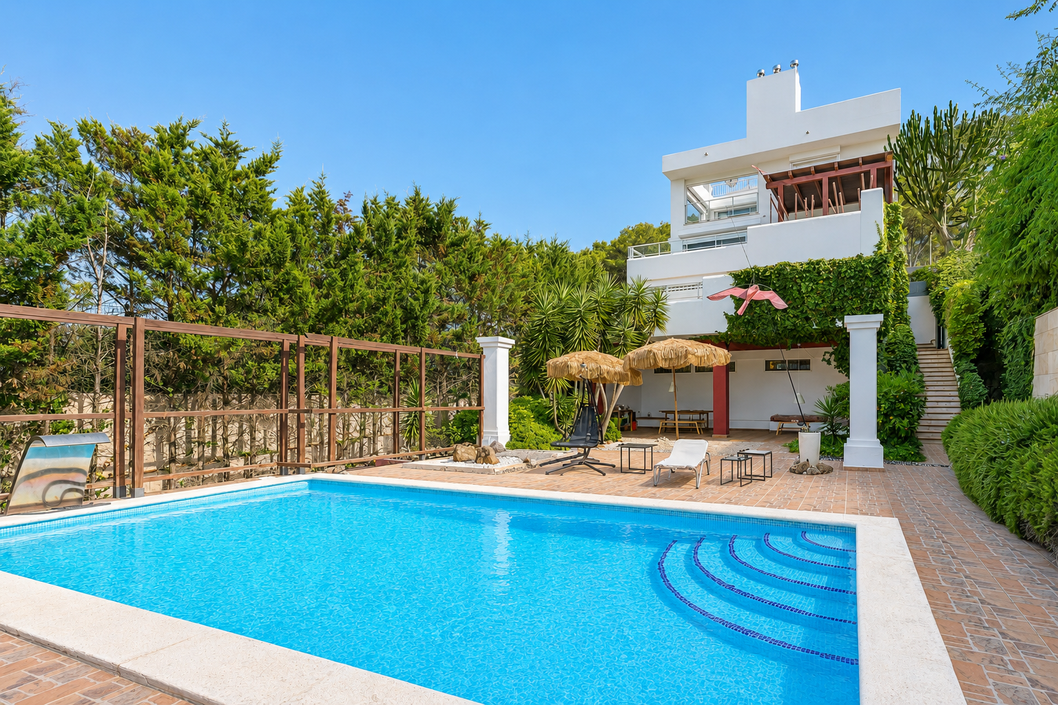 Exceptional multi-level villa with panoramic views over Santa Eulària and the sea [AI-modified]