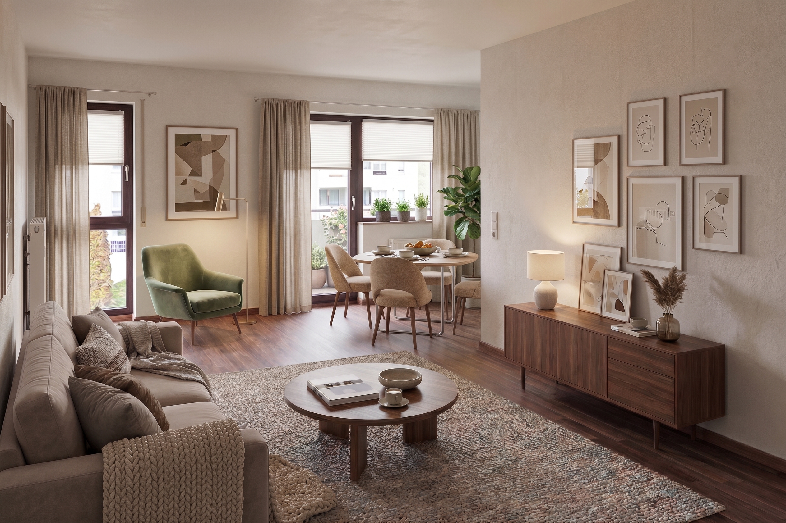 Stadtnahe 3-Zimmer-Wohnung mit Balkon und zwei TG-Stellplätzen [AI-modified]