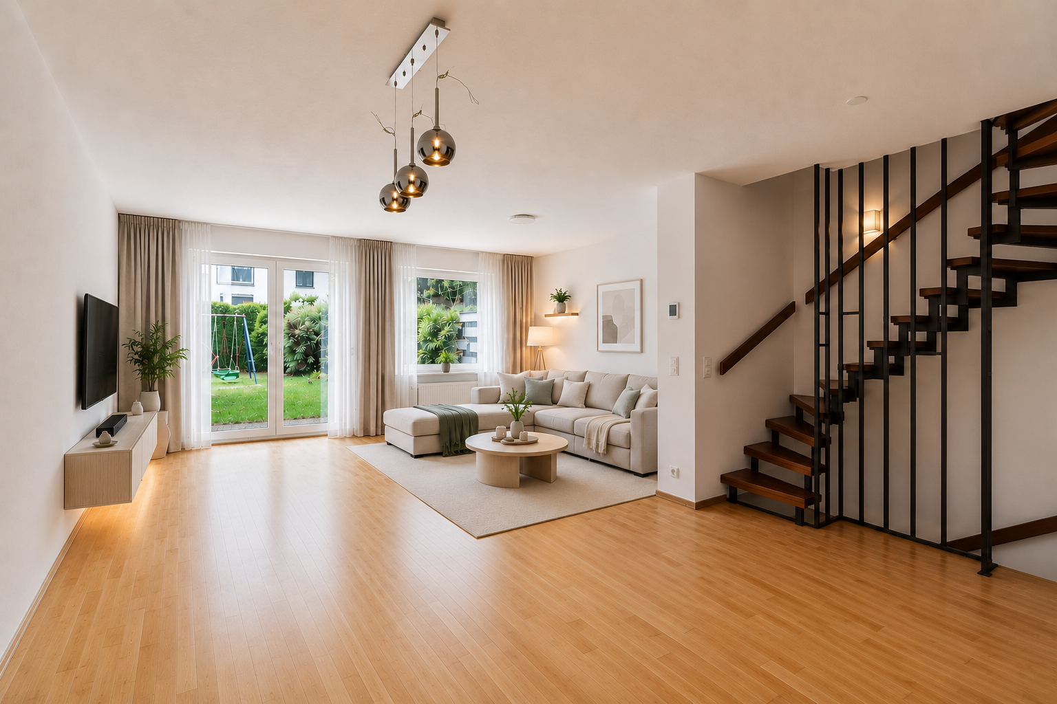 Bright, charming mid-terrace house with six rooms and a south-facing garden in Unterschleissheim