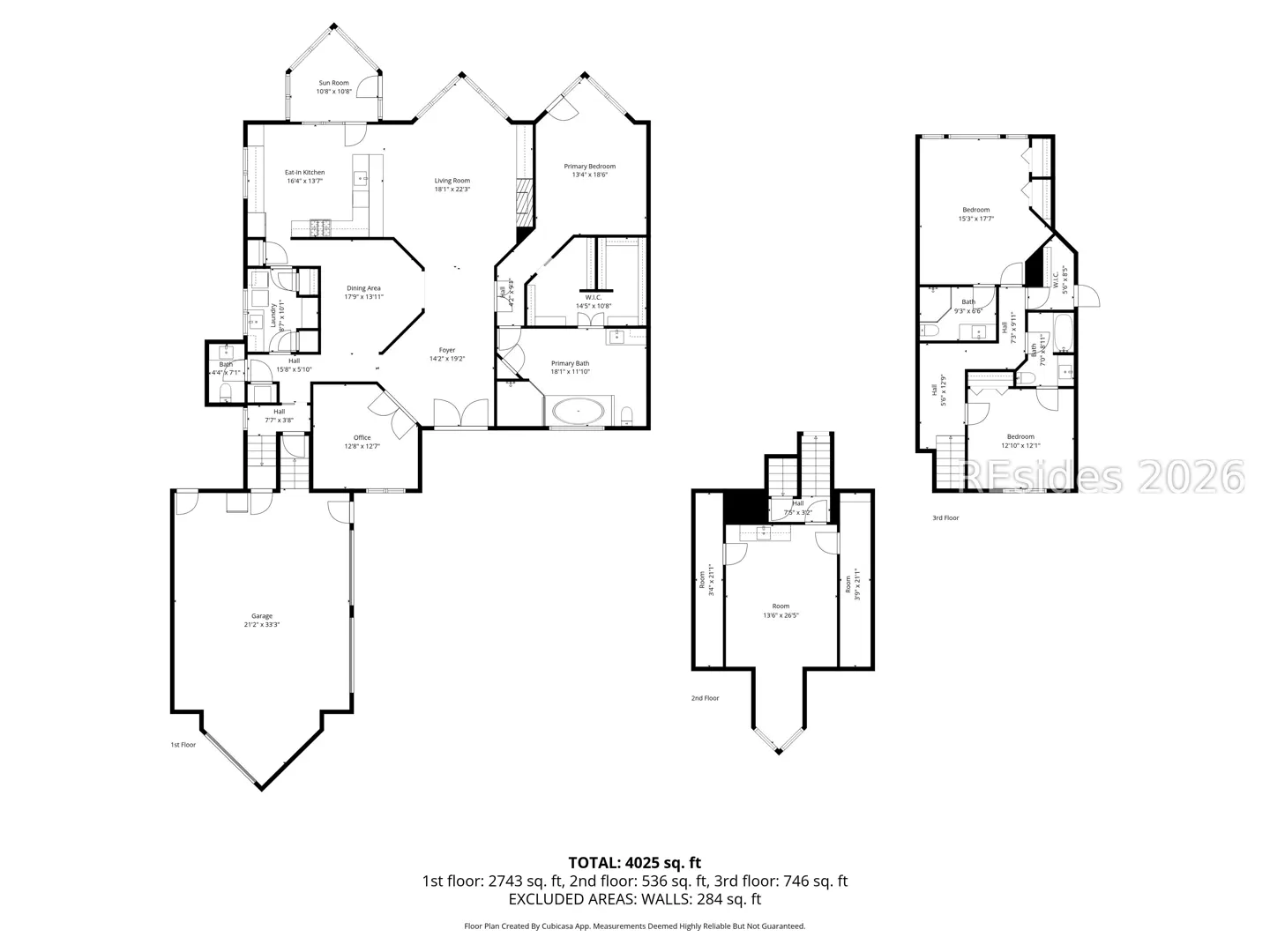 Black and white architectural floor plan showing the layout of a multi-story house.