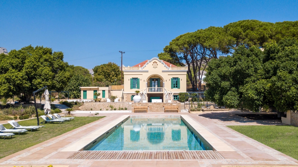 Architectural villa with sea views and historic character near Lindos