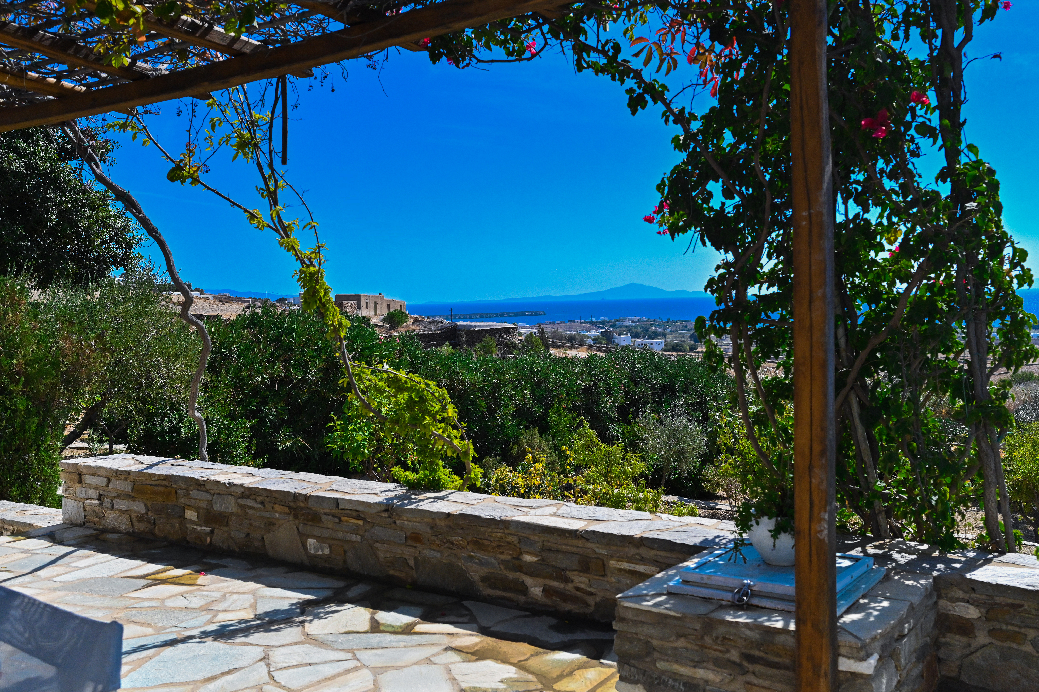 Cycladic Residence with Private Garden and Unobstructed Aegean Sea View in Tzanes, Paros