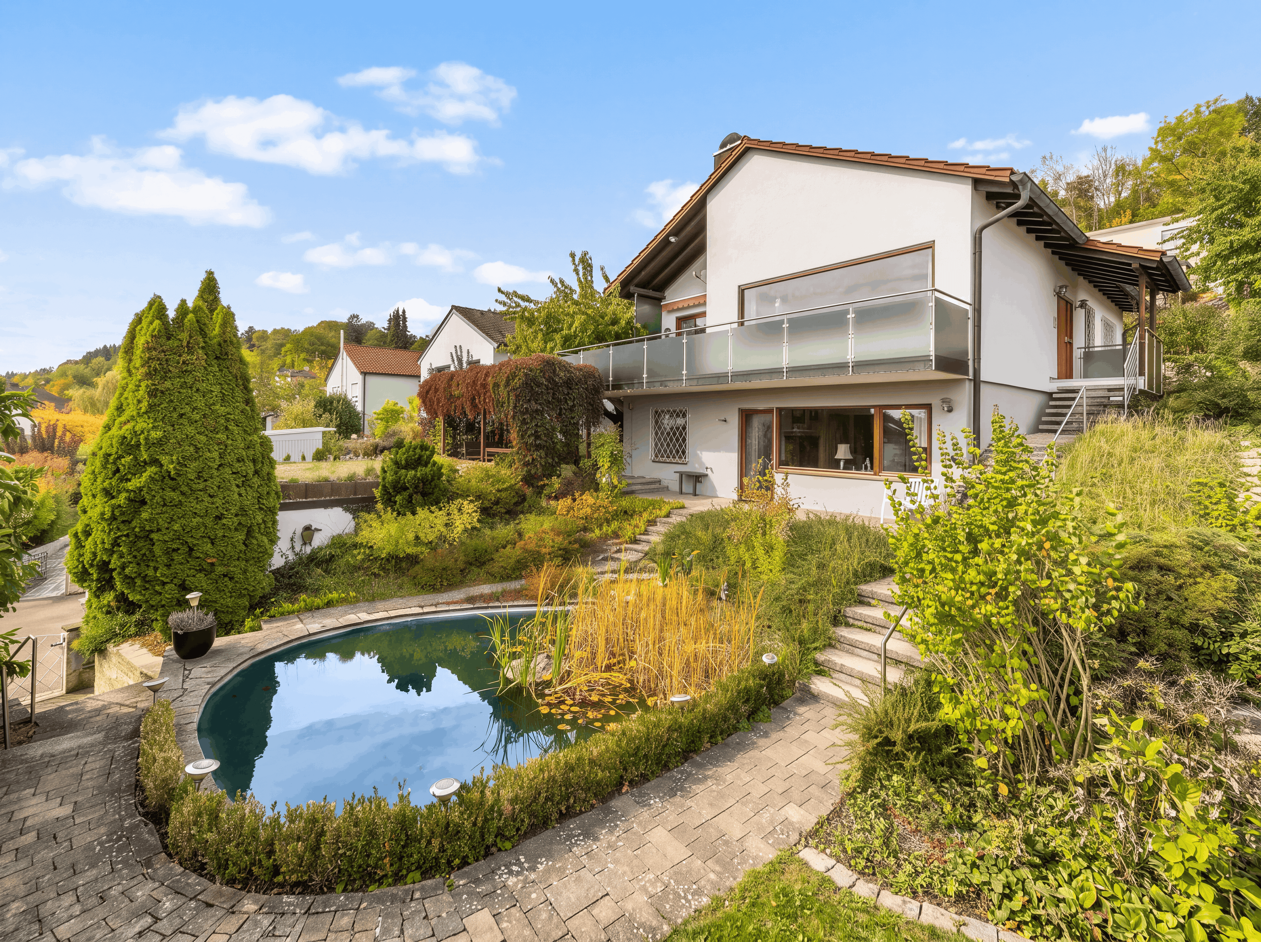 Familienhaus am Südhang von Oberelchingen mit Blick übers Donautal [KI-modifiziert]