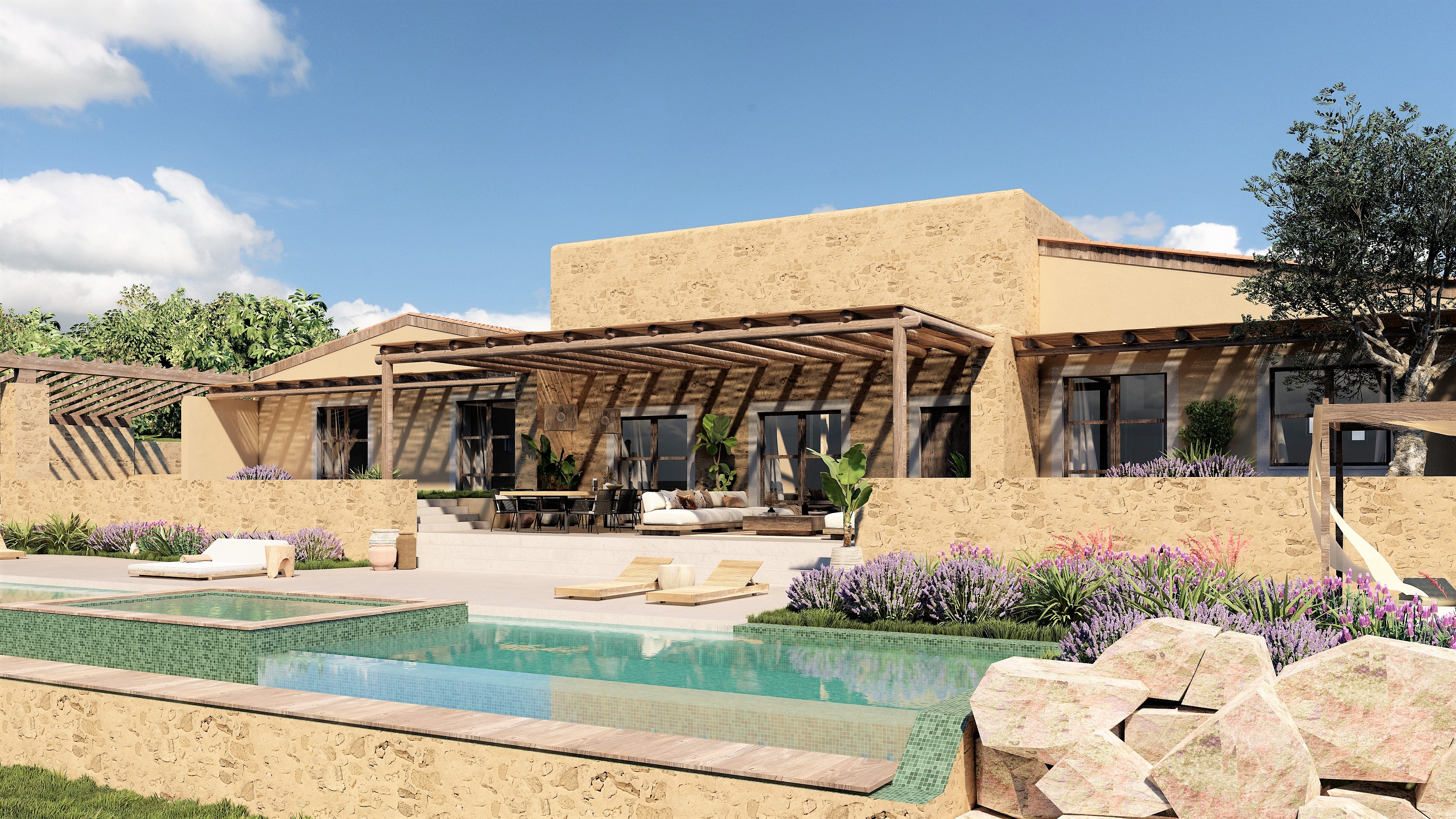 Refugi elegant al camp amb equipament de luxe