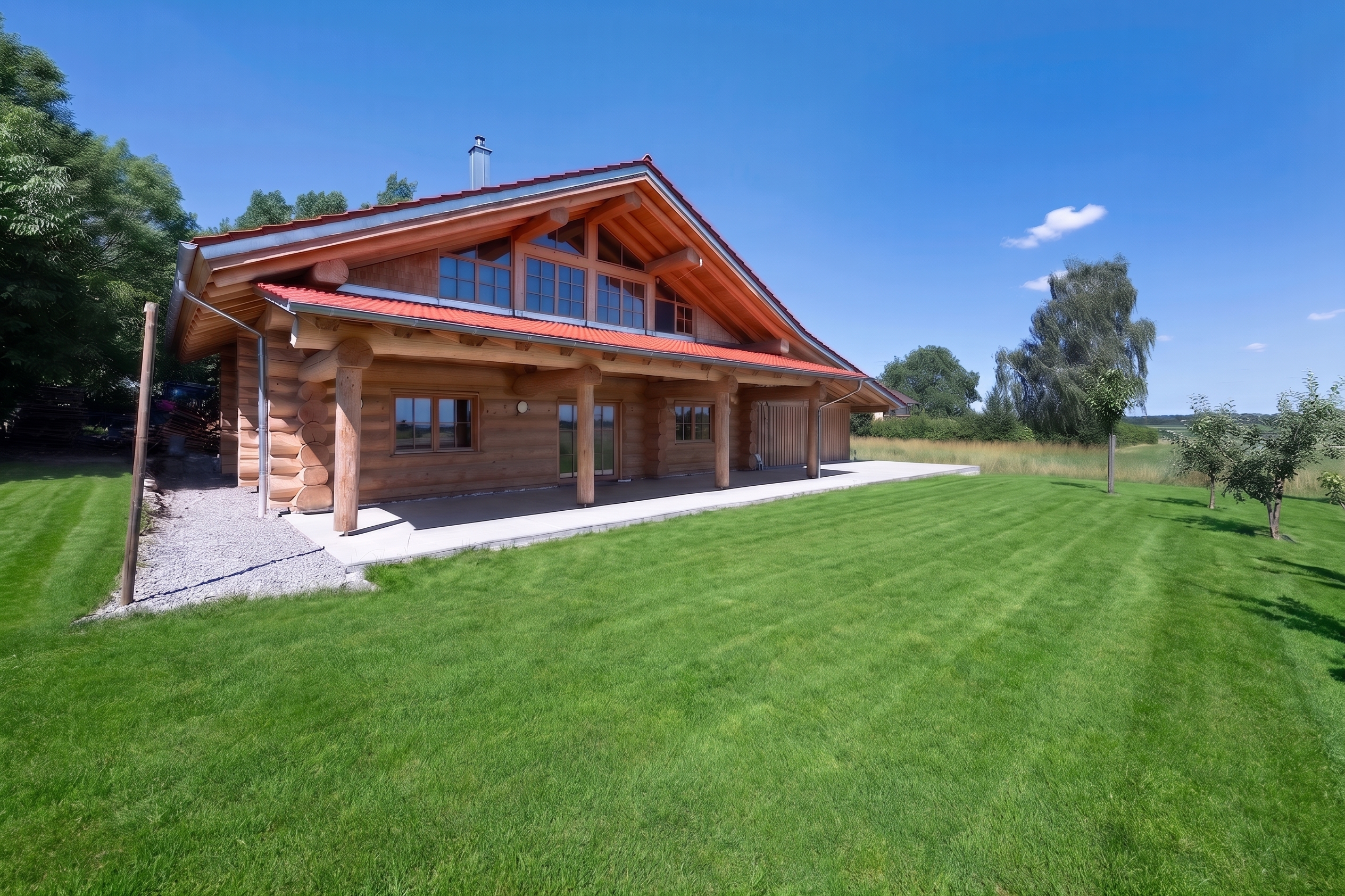 Idyllisches Landleben mit Alpenpanorama - Ökologisches Holzstammhaus