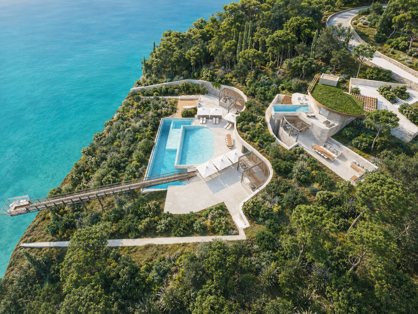 Luxus-Off-Plan-Villa mit schwebendem Aussichtssteg über Egremni, Lefkada