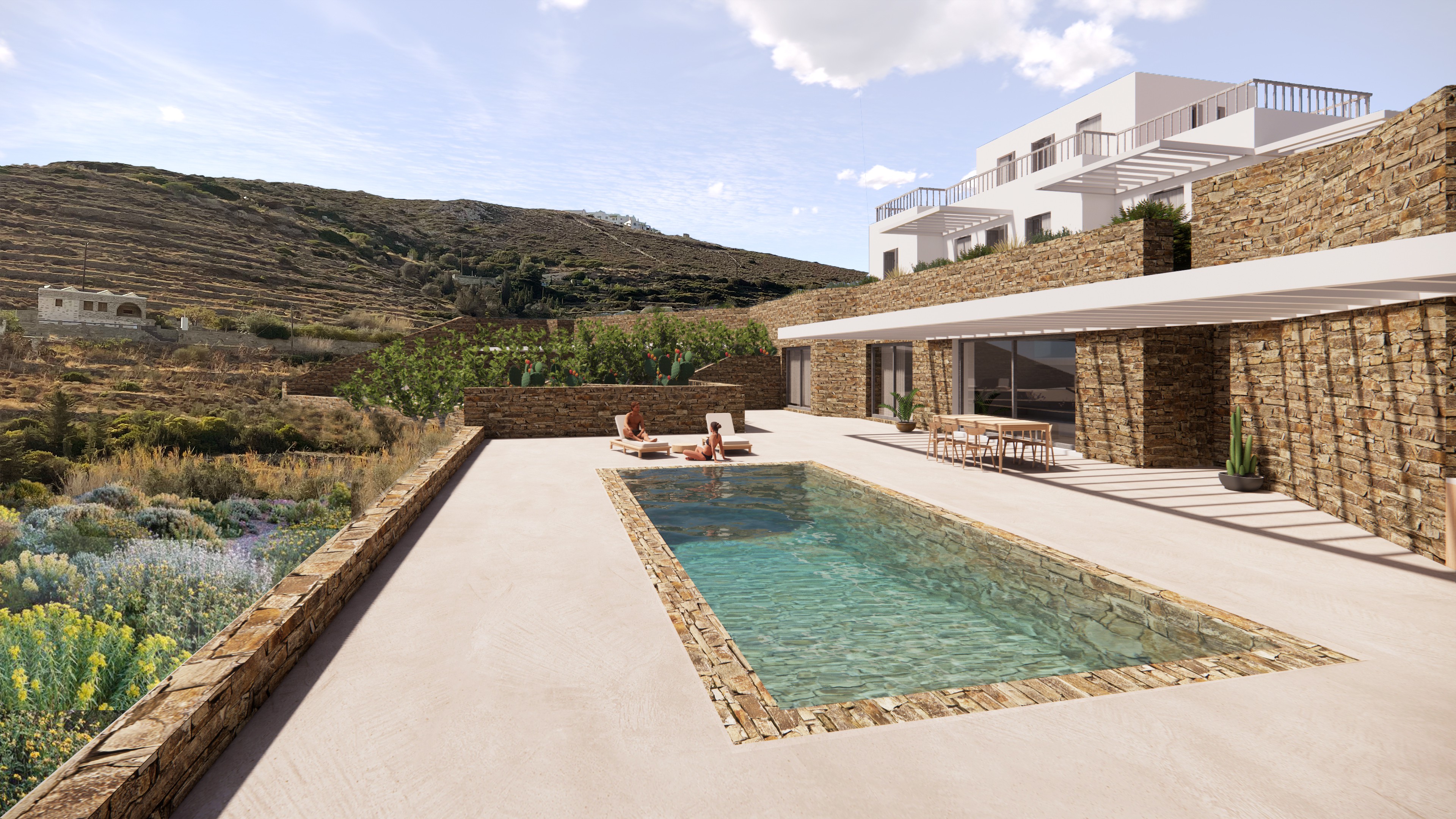 Außergewöhnliche Höhlenvilla mit Pool und Meerblick in Dasos, Paros