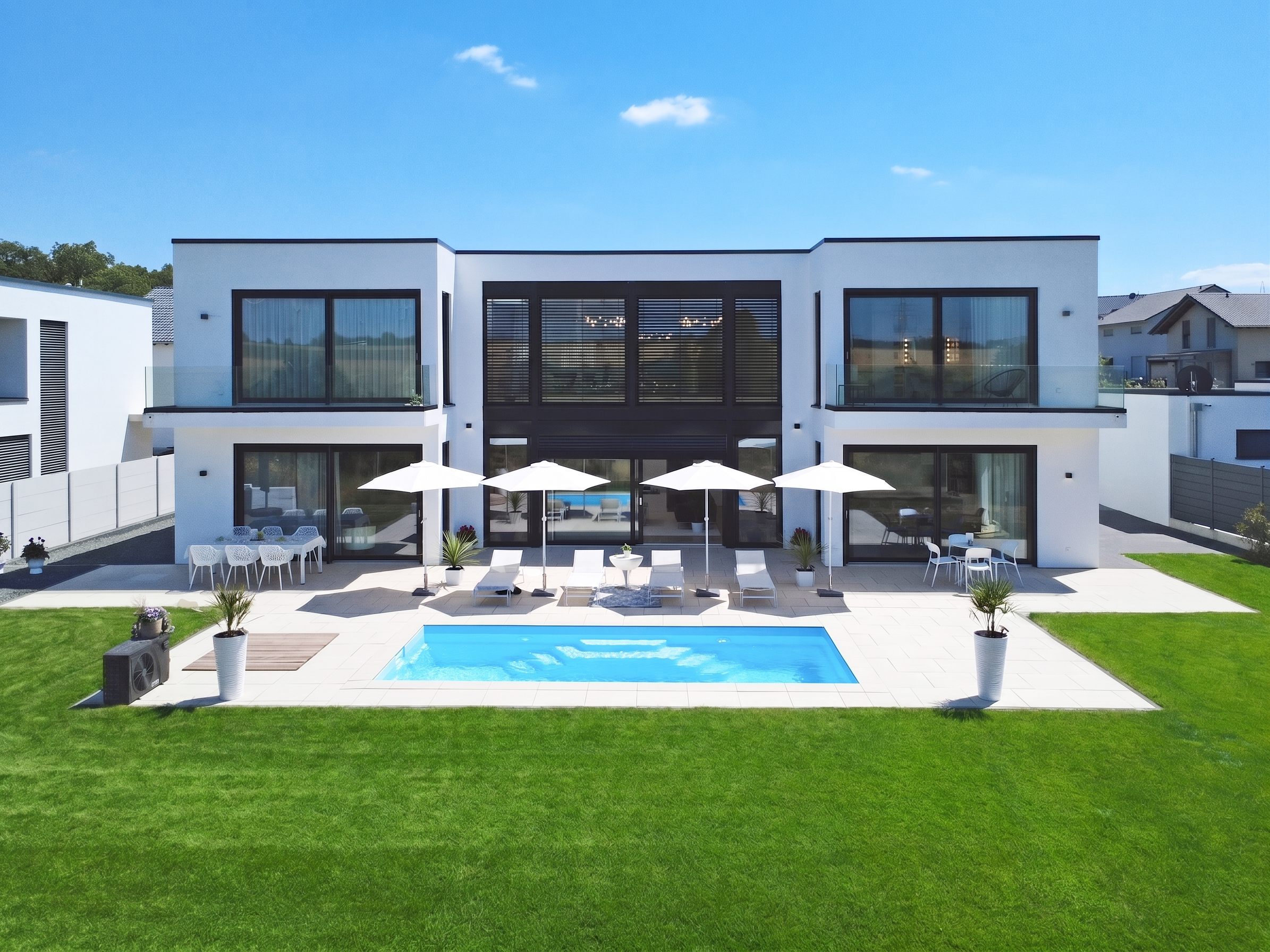 Moderne Bauhaus-Architektur mit exklusiver Ausstattung, Pool und Fernblick
