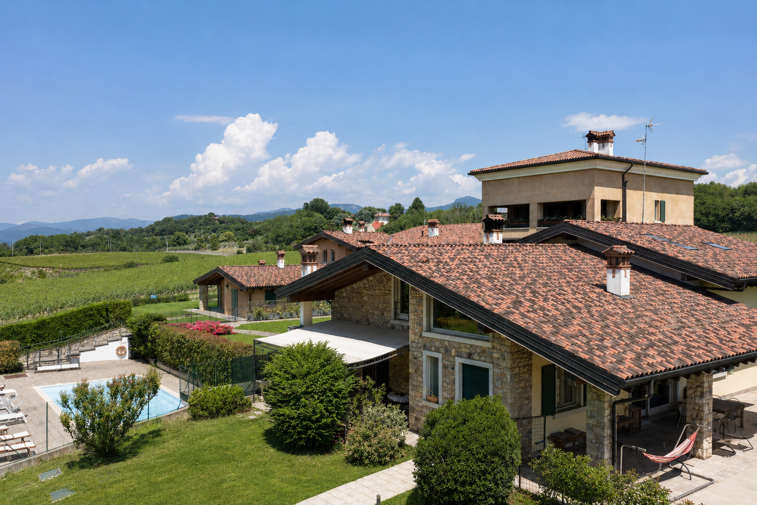 Villa mit Garten zwischen den Weinbergen der Franciacorta