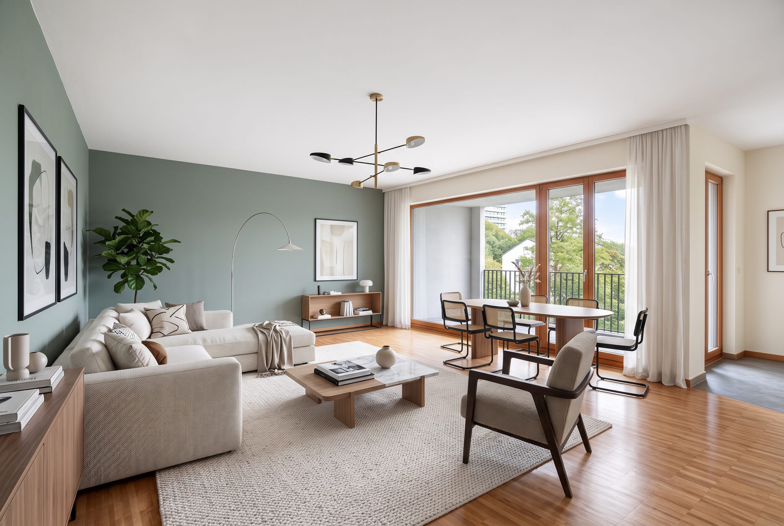 Modern four-room apartment surrounded by greenery on the edge of Dichterviertel