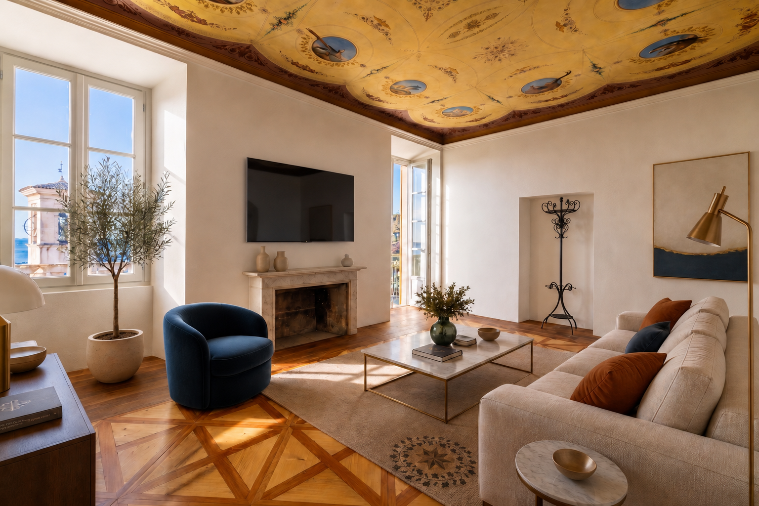 Prestigioso appartamento affrescato con magnifica terrazza panoramica vista lago [Modificato da IA]