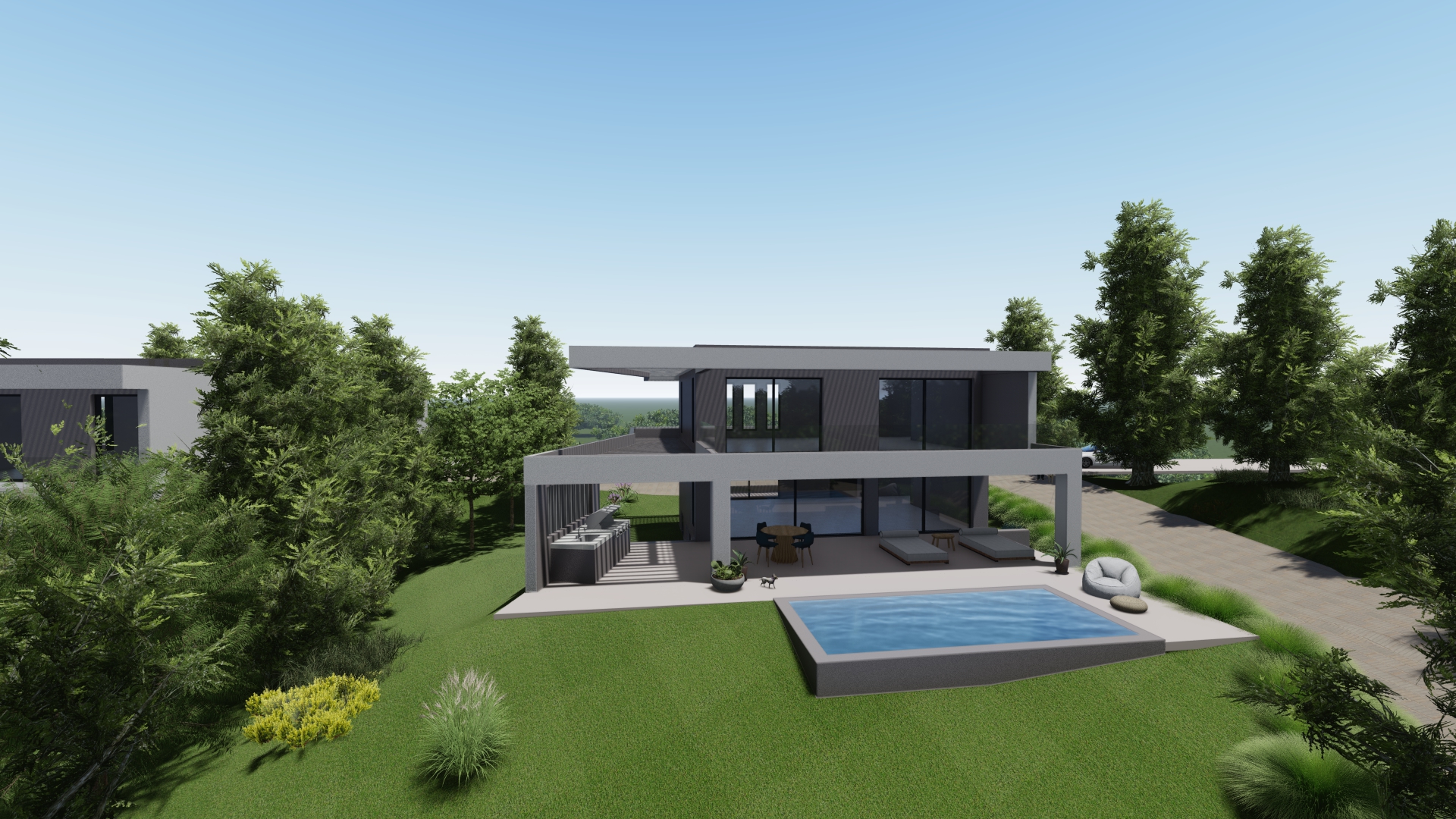 Under construction luxurious villa with pool & sea view