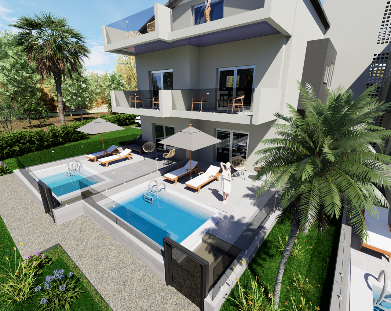Modern seaside 48 sq.m. apartment with garden & pool – Myloi, Argolida