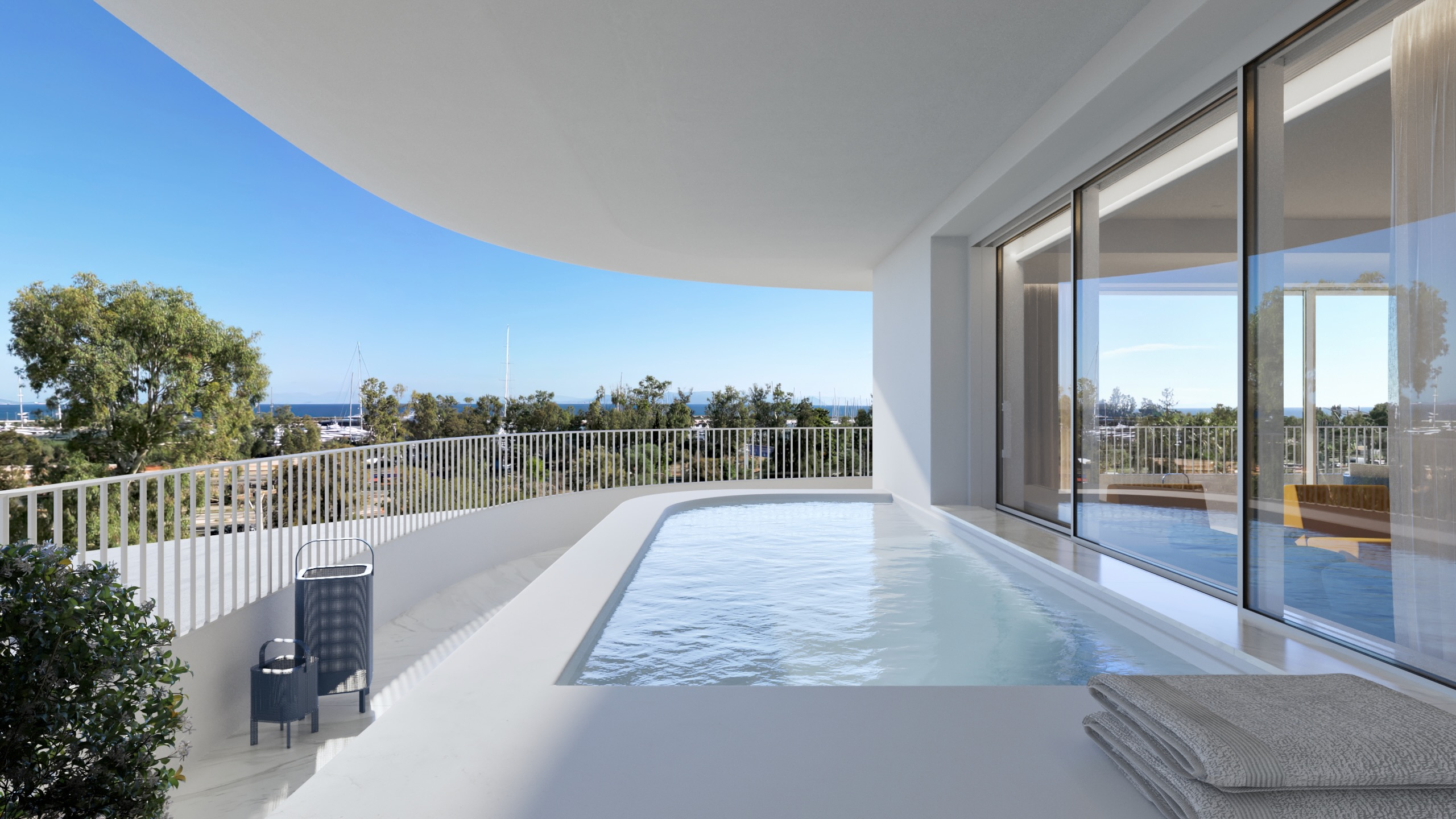 Luxury maisonette, 2nd & 3rd floors, sea view and private pool