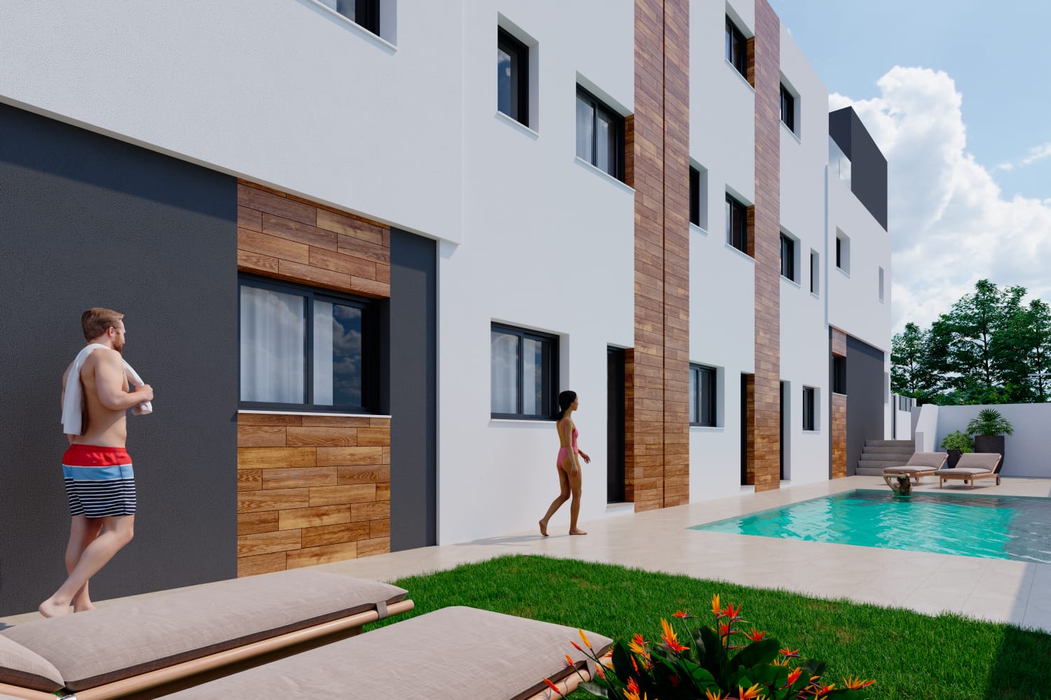 New-build townhouses with pool in Torrevieja