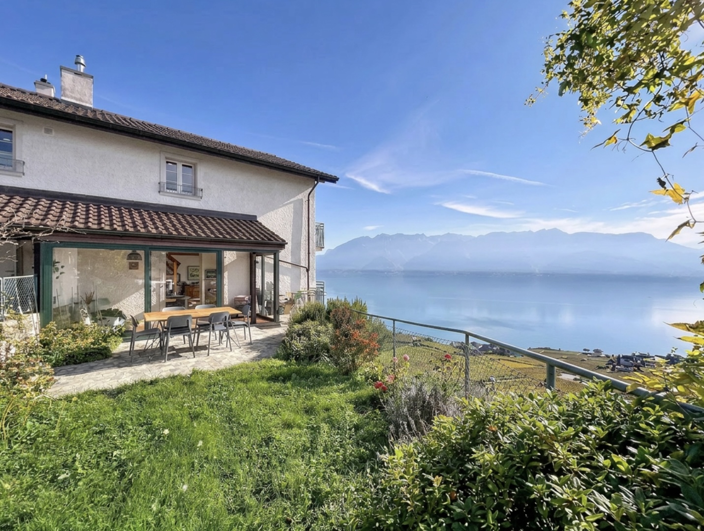 Village house with panoramic lake views
