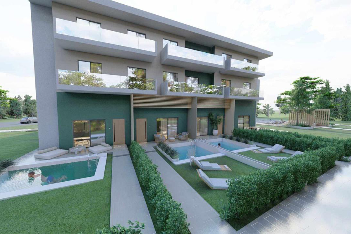 Under construction apartment with pool and private garage. Golden Visa eligible