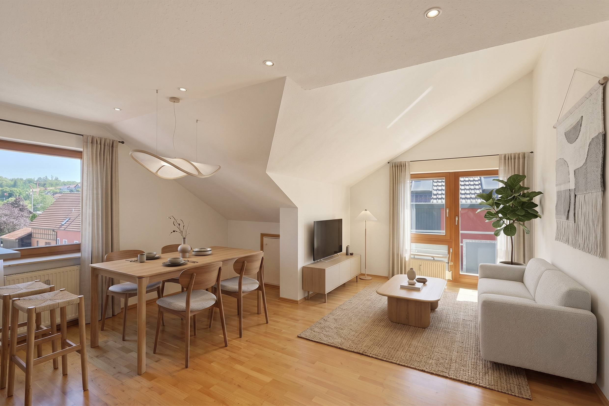 Lichtdurchflutete DG-Wohnung mit Einbauküche, Balkon und zwei Stellplätzen
