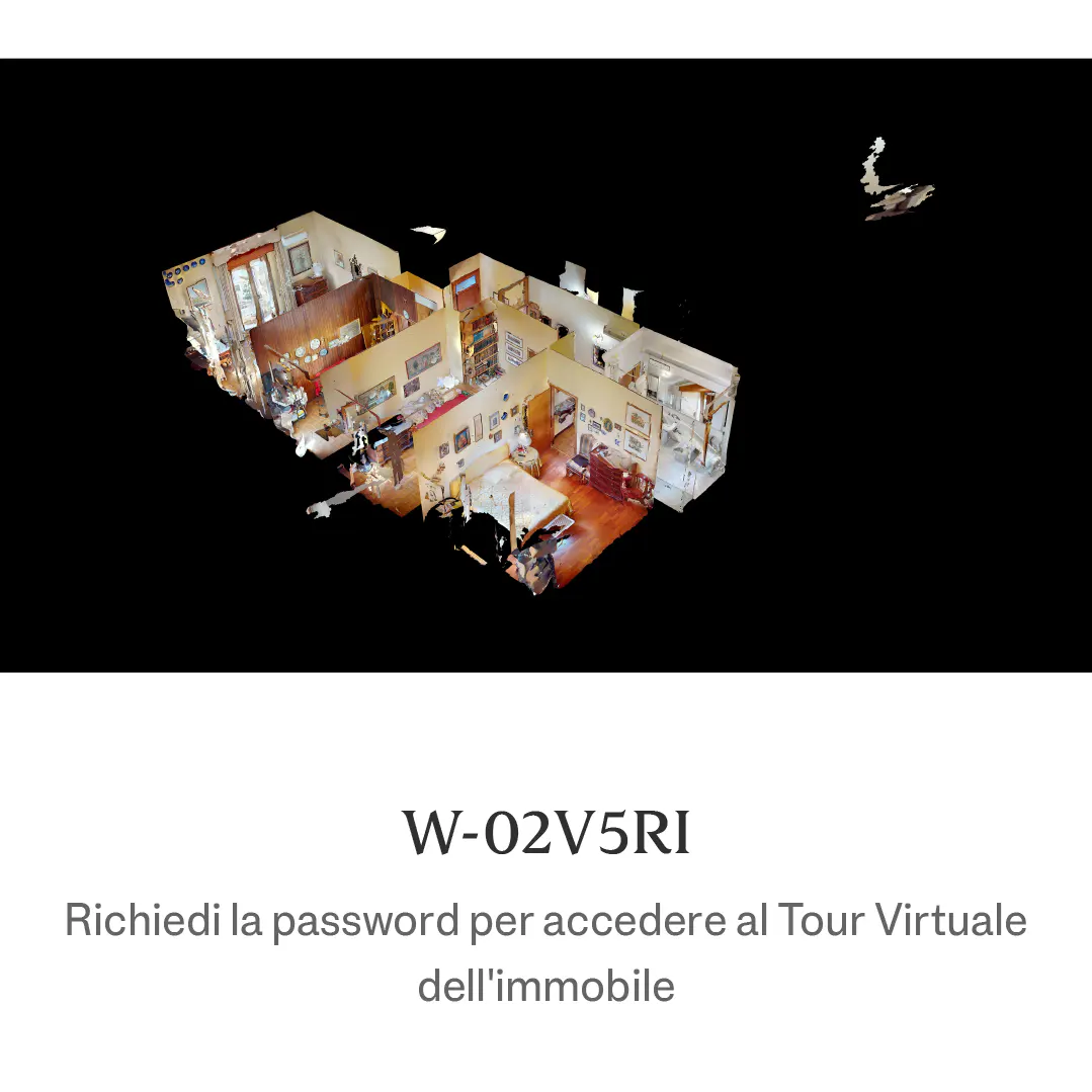 3D floor plan of a house with furniture on a black background.