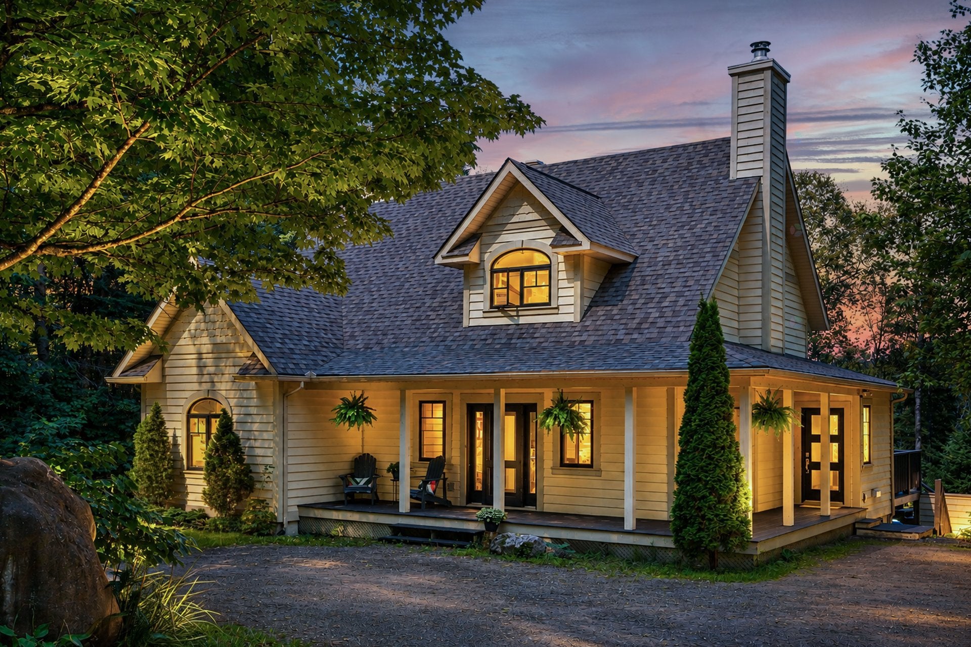 Three-story residence, nestled in a exceptional setting.