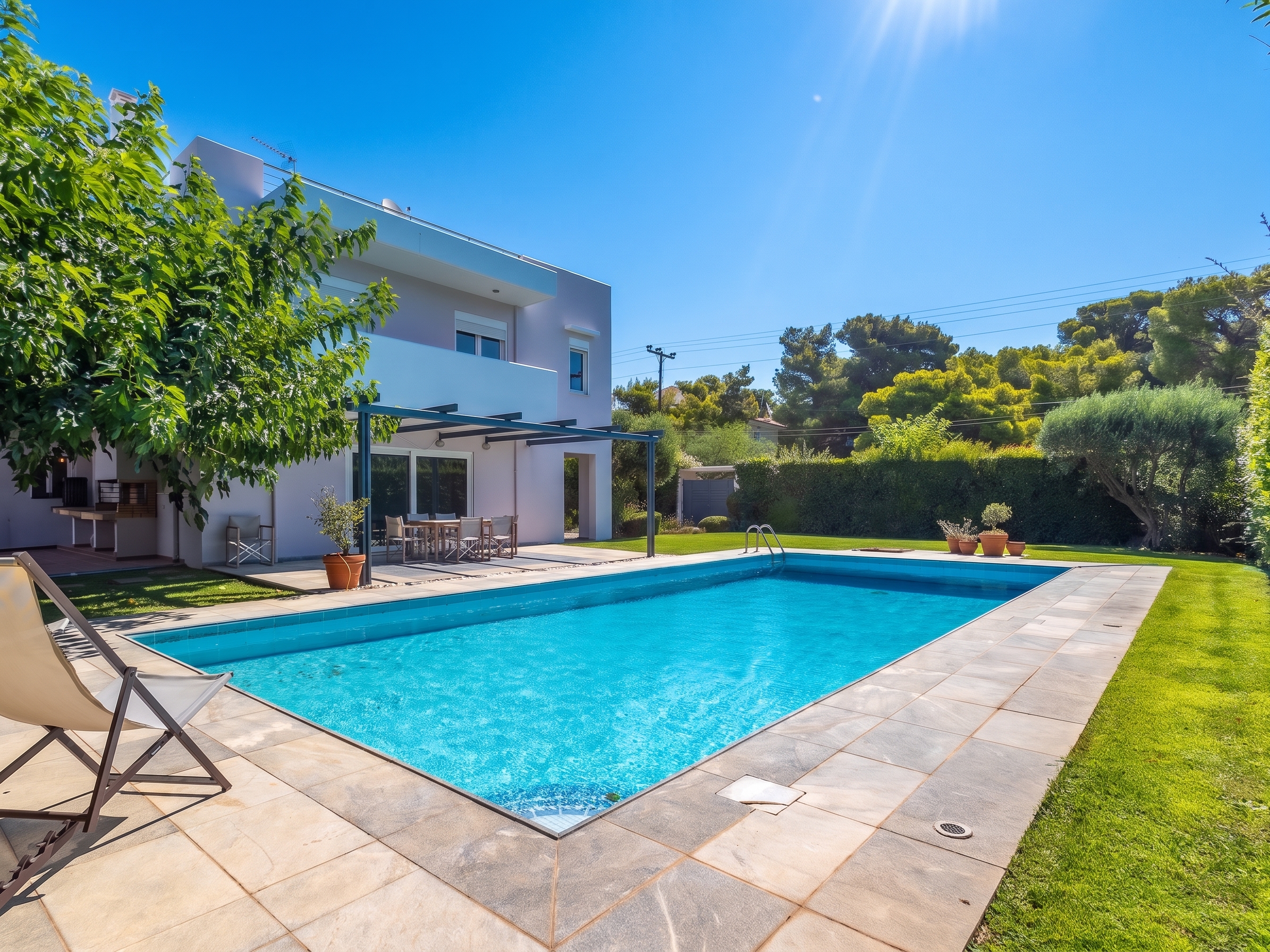 Stunning 185 sq.m. detached home with pool and large garden in Anavyssos [AI-modified]