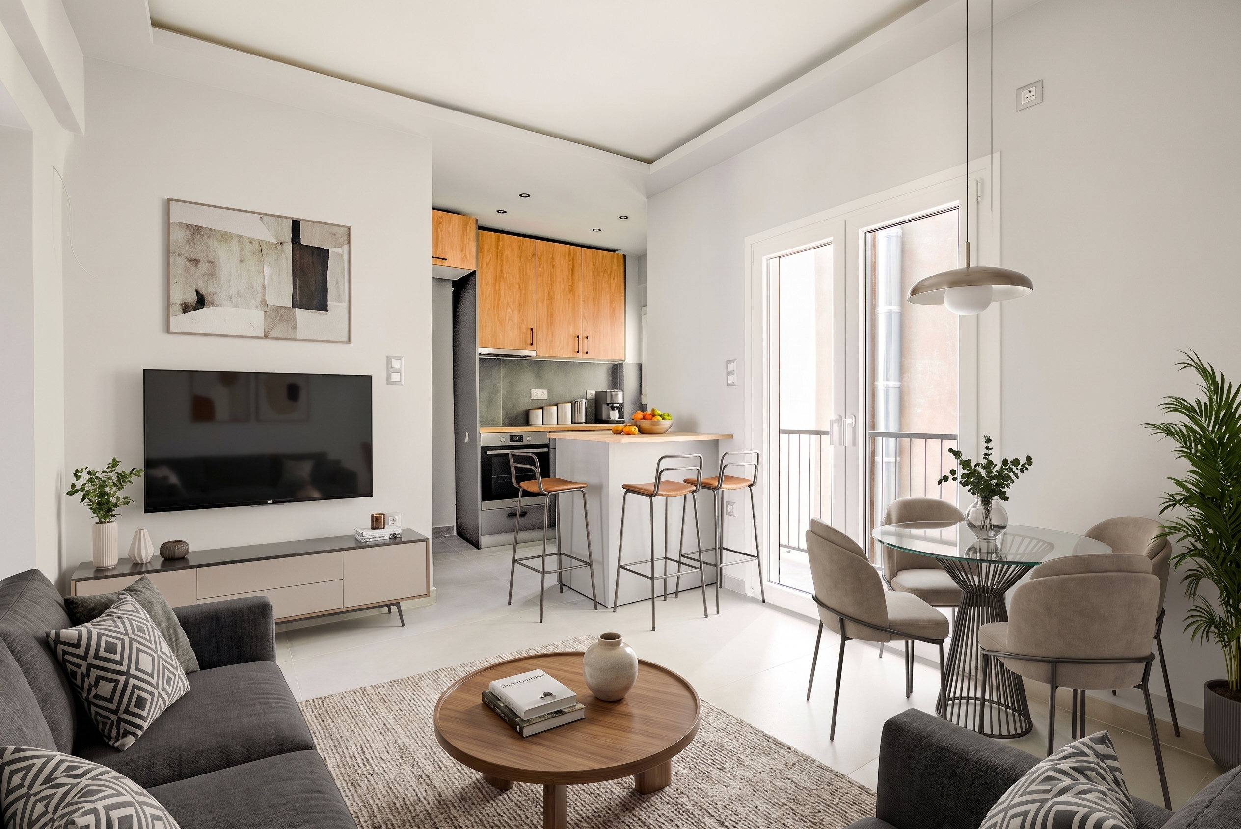 Fully renovated top floor apartment with open views near Omonia [KI-modifiziert]