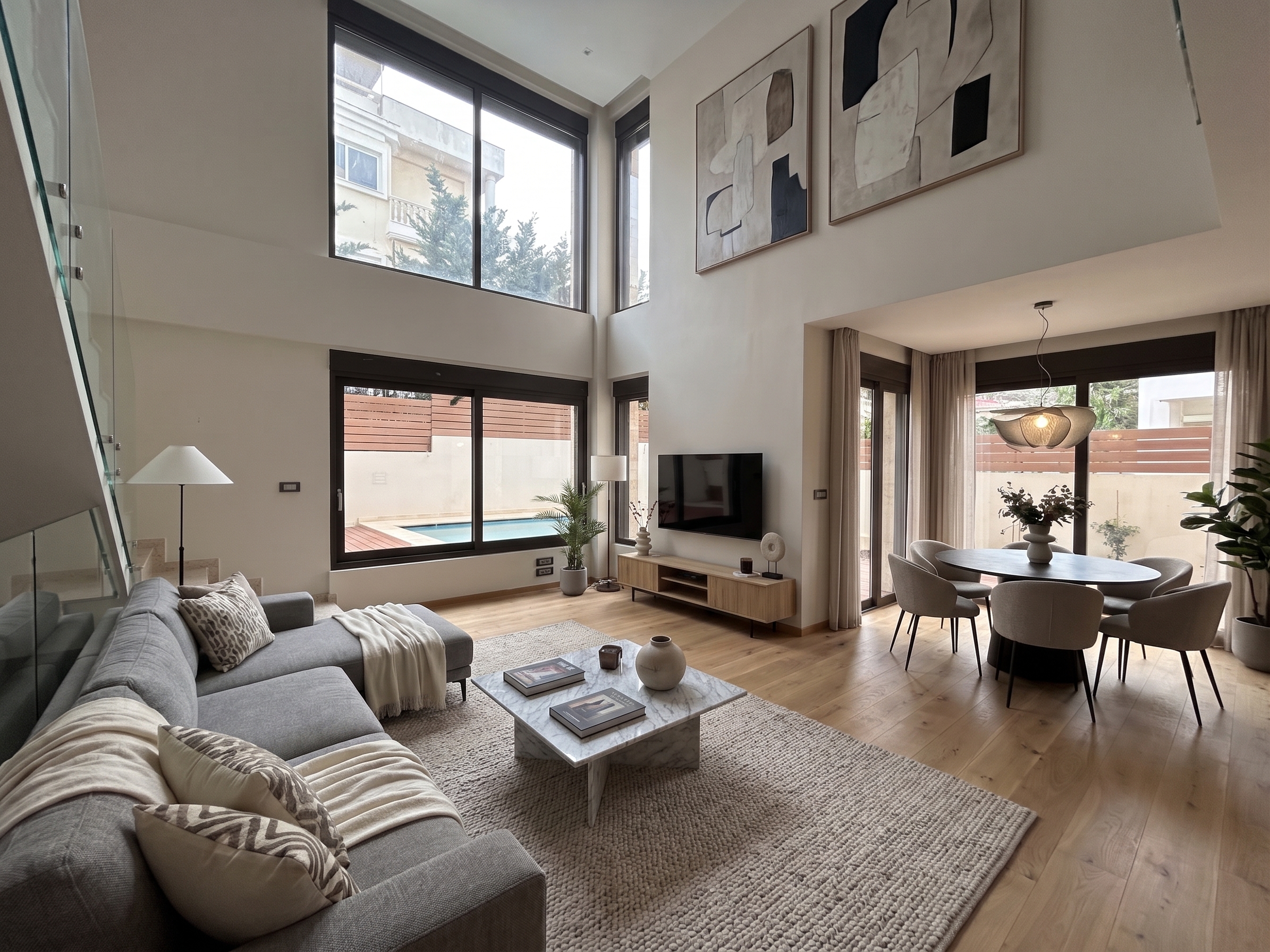 Newly built ground-floor maisonette with pool and garden in Voula