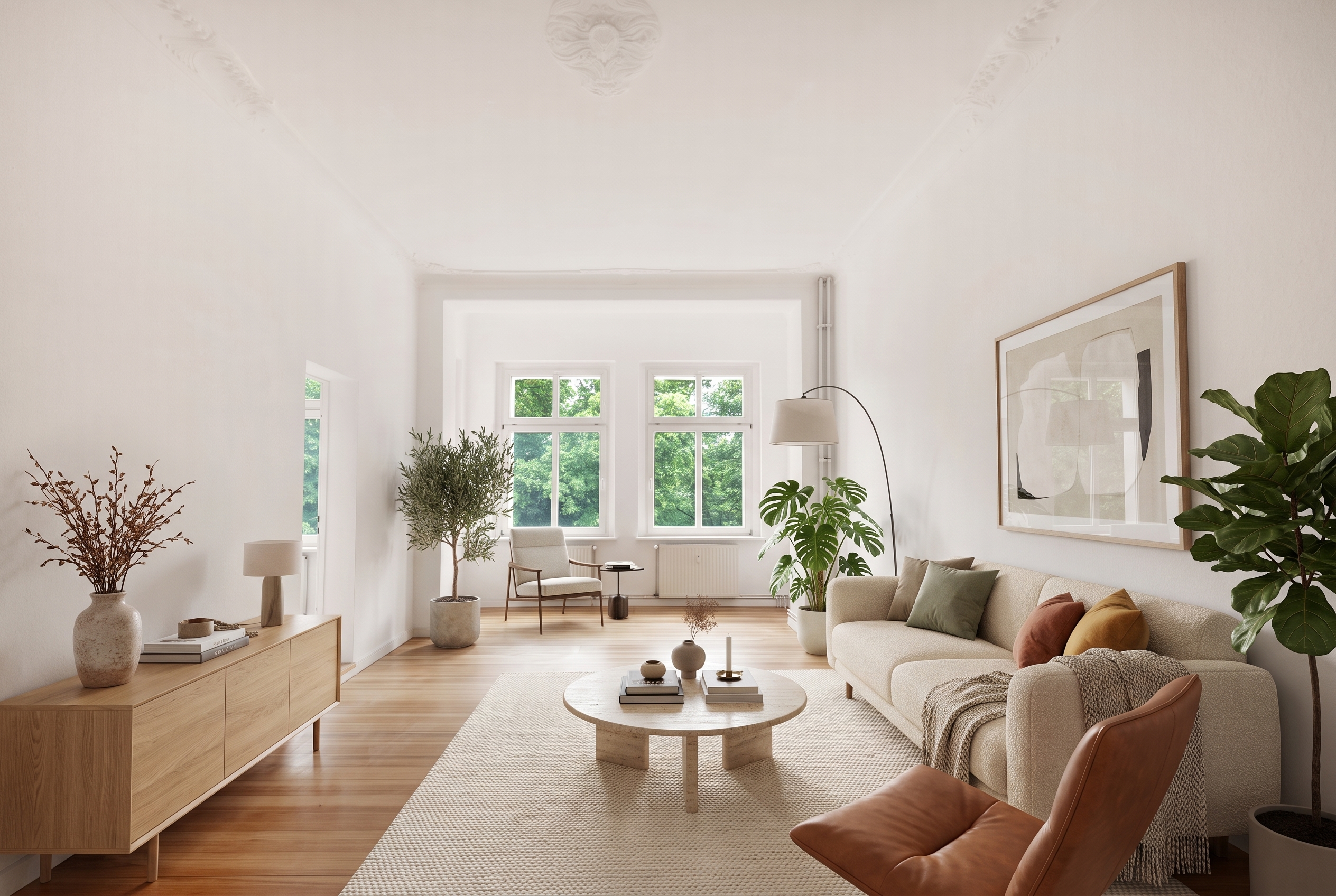 Prime location: Attractive 2-room apartment with park view in Berlin-Friedrichshain [AI-modified]