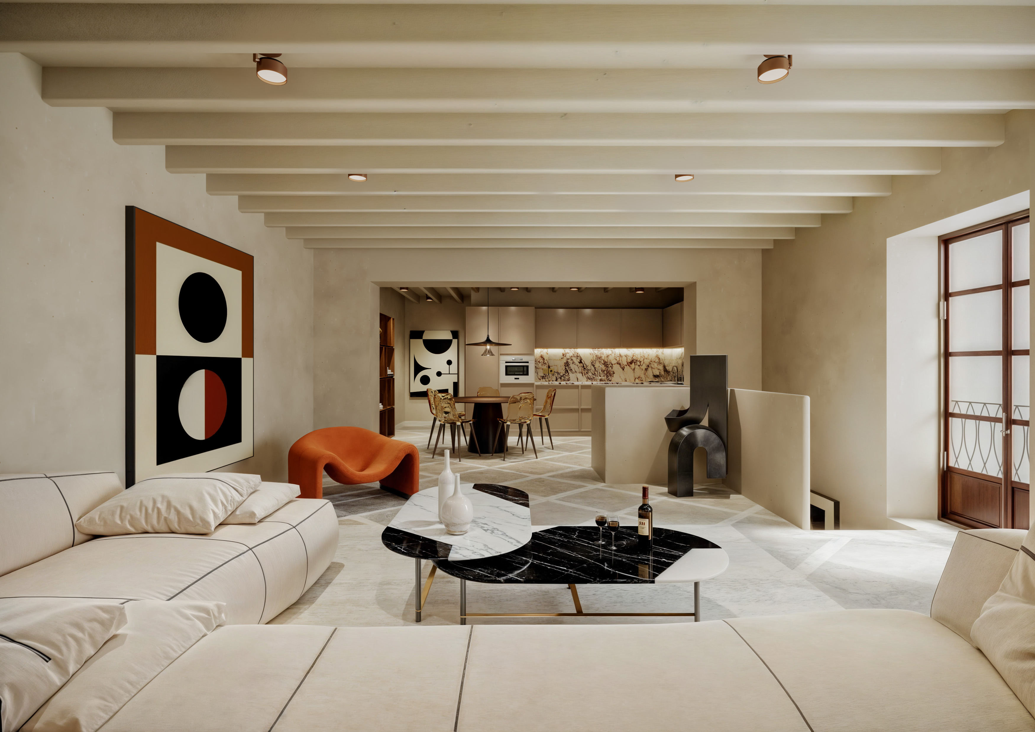 Splendid ground floor duplex with private patio in a restored renaissance-era jewel
