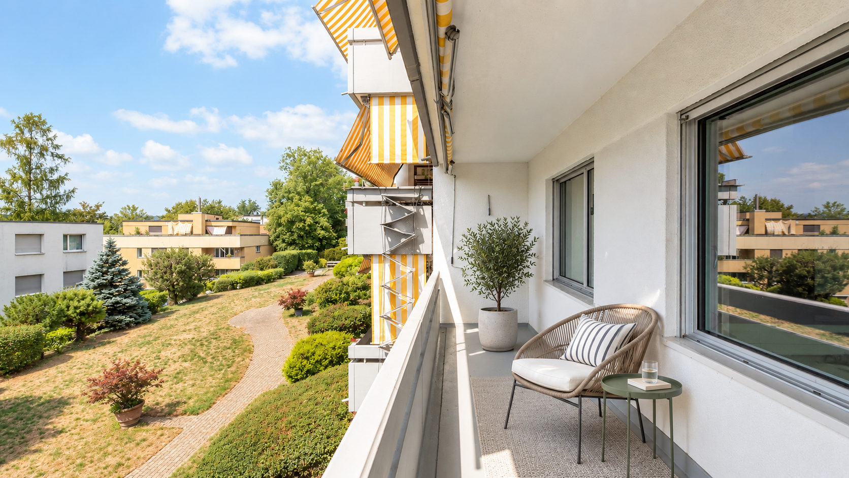 Bright 5.5-room apartment with southwest-facing balcony and green views