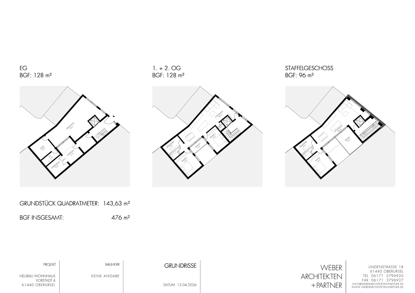 Architectural floor plan showing three levels: ground, second, and top floor. Black lines on white background. Text indicates square footage.