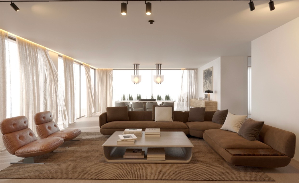 Minimal 328 sq.m. duplex apartment with pool & roof garden