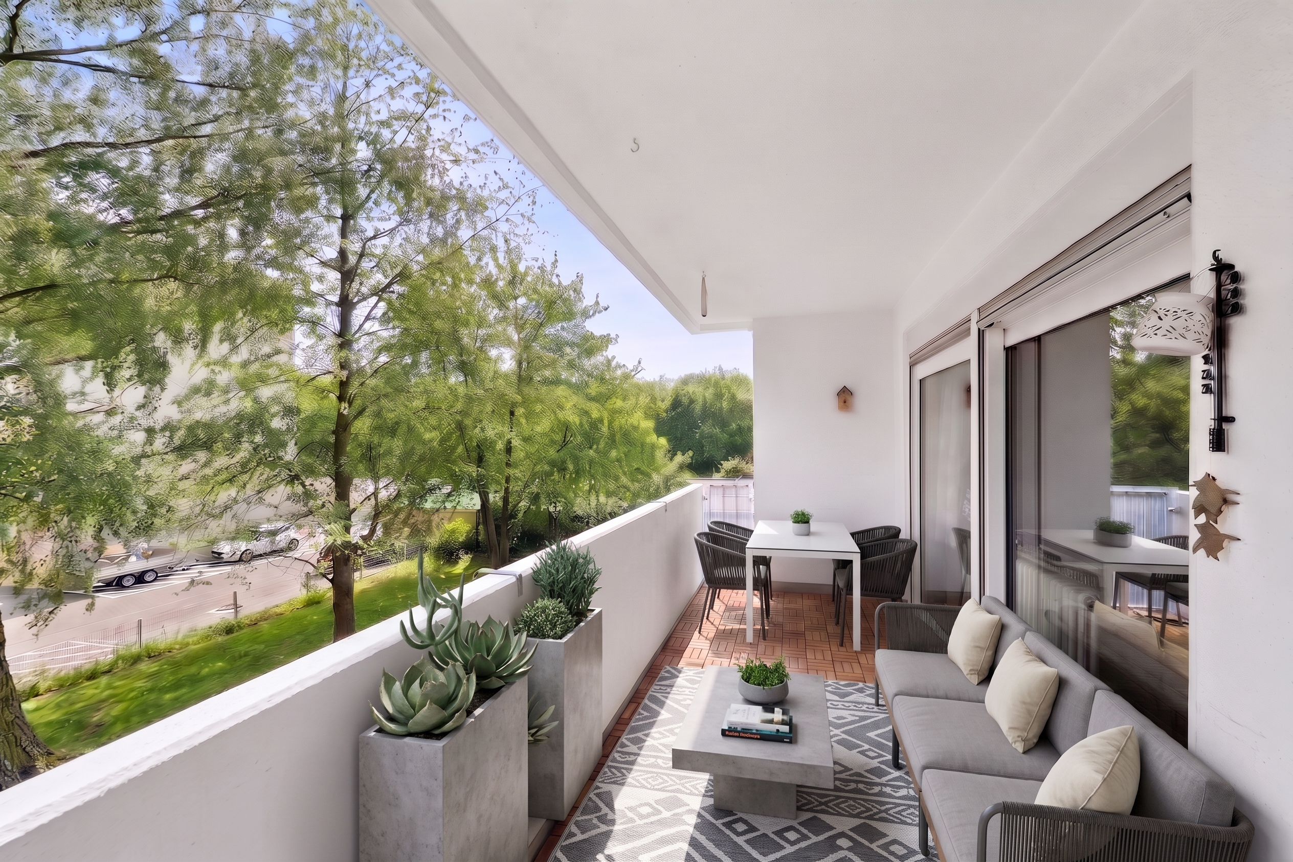 Komfortable Dreizimmerwohnung mit Aufzug, Balkon und eigener Garage zum Erwerb [KI-modifiziert]