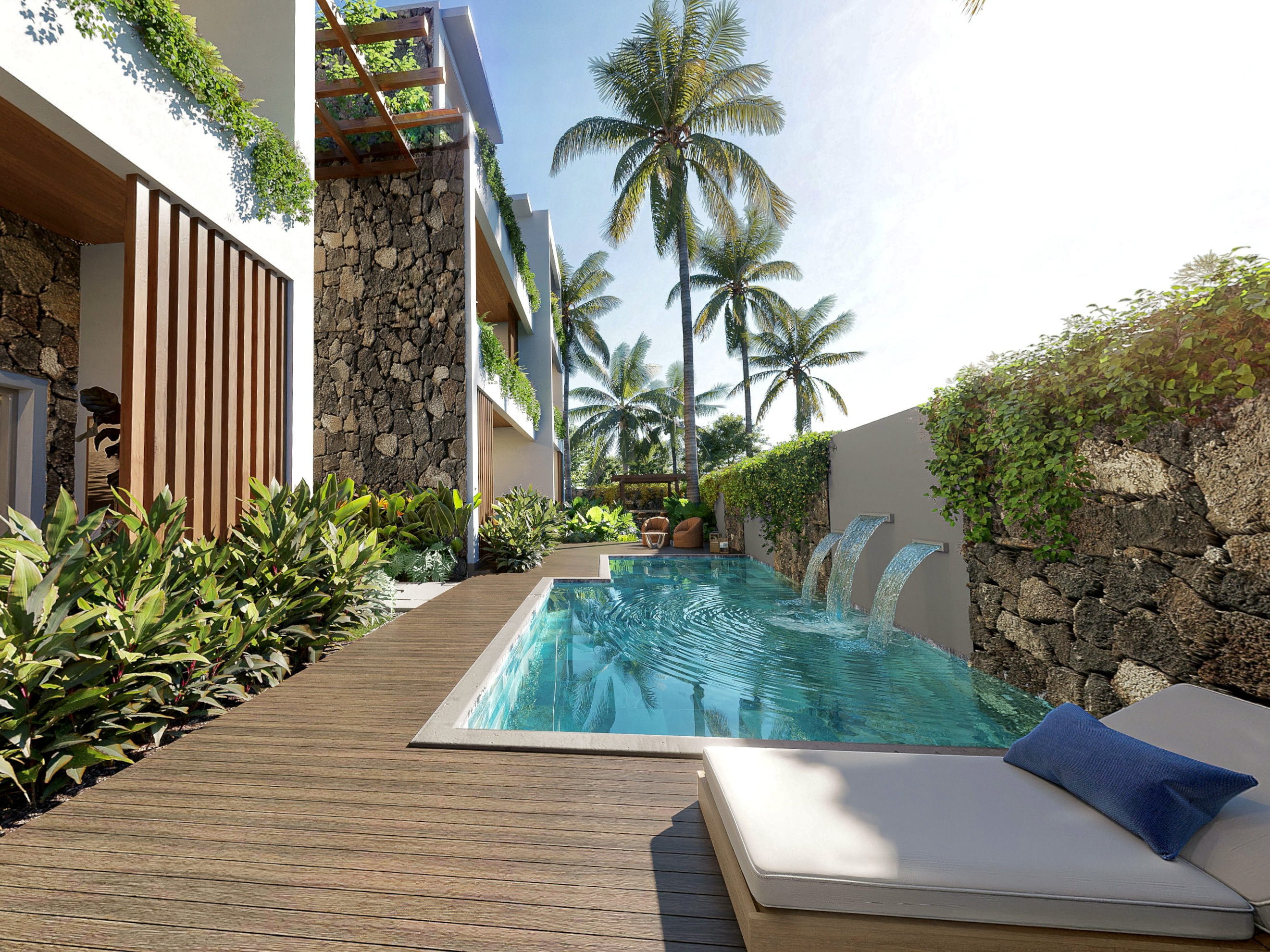 Geräumige Gartenwohnung mit privatem Pool in Grand Baie