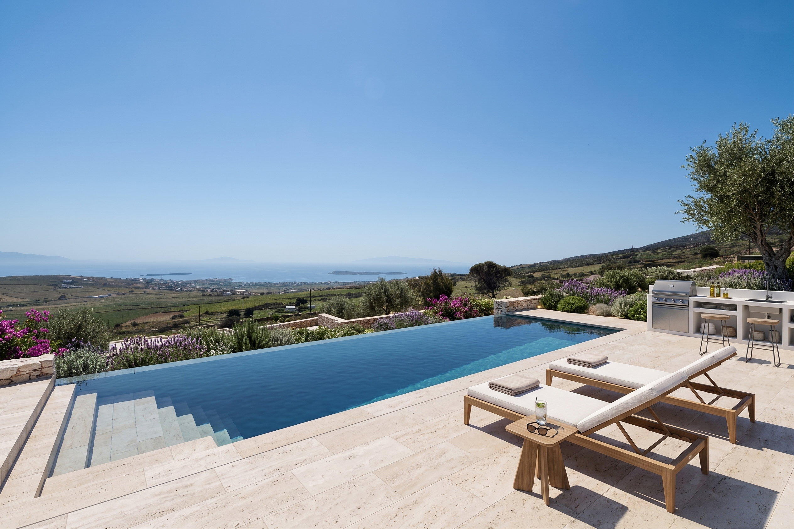 Exceptional project villa with a guesthouse in the hills of Tzanes, Paros