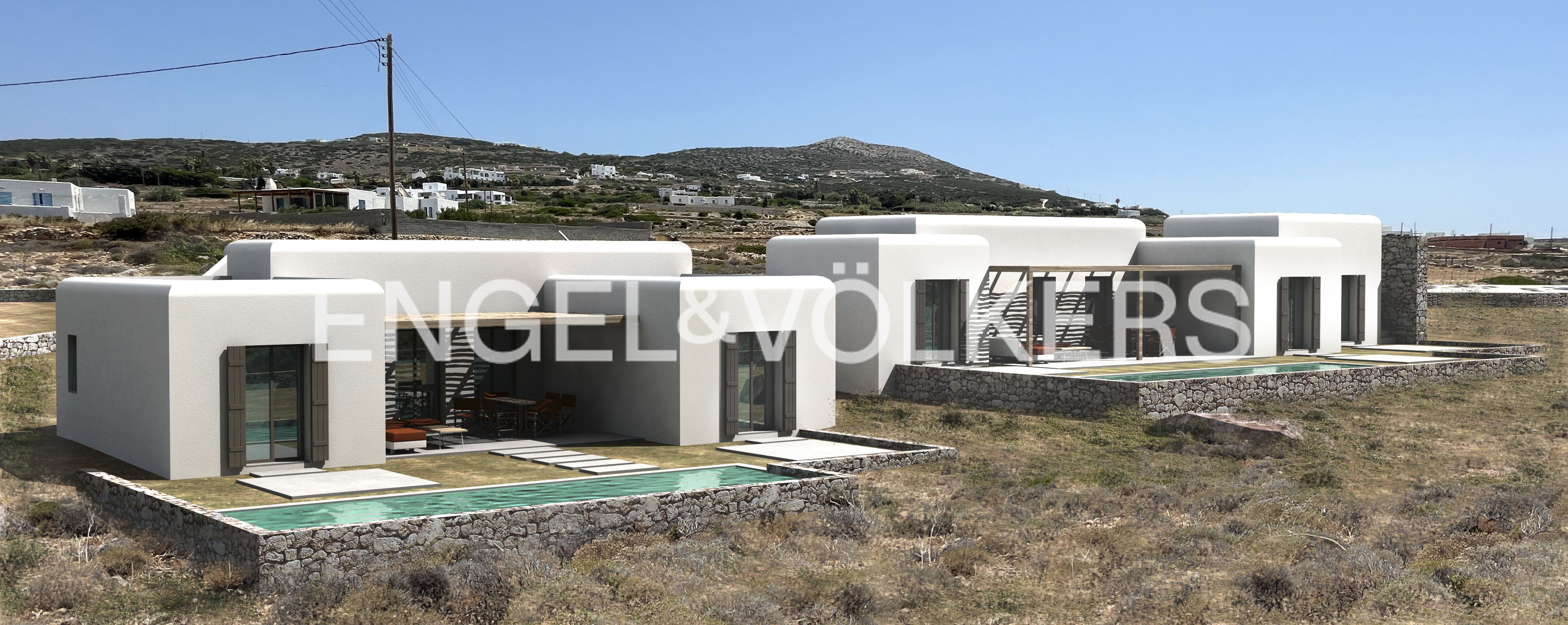 New Semi-Detached Villa with Private Pool in Paros